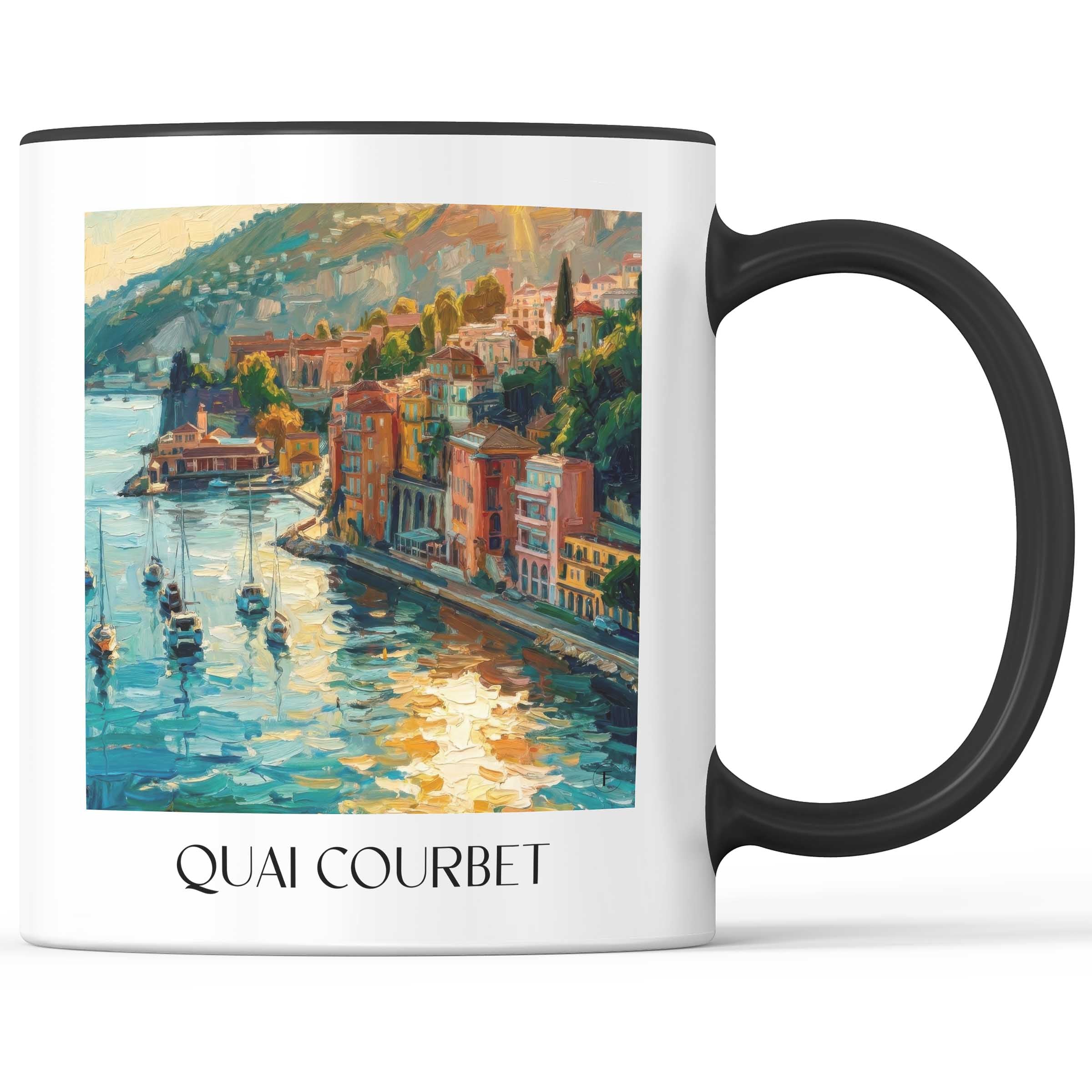 Quai Courbet Kaffeebecher - Villefranche-sur-Mer - Frankreich Becher - Kaffeetasse im Ölgemälde Stil - favplace