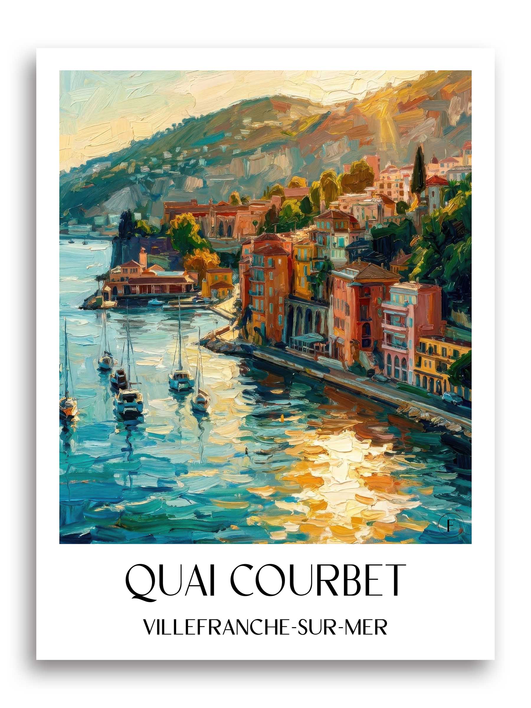Quai Courbet Poster - Villefranche-sur-Mer - Frankreich Kunstdruck - Ölgemälde von A4 bis A1 - favplace
