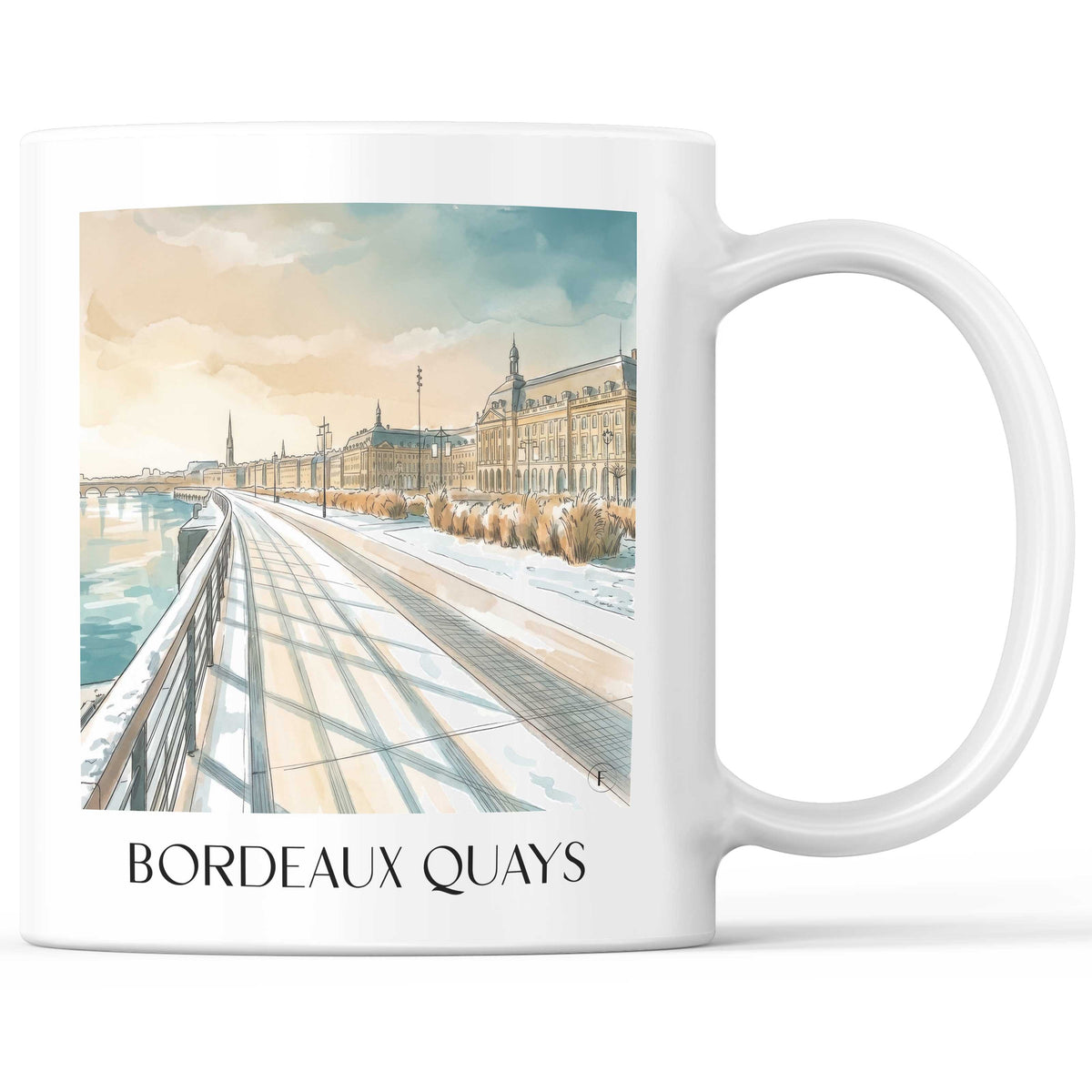 Quais de Bordeaux Kaffeebecher - Gironde - Frankreich Becher - Kaffeetasse im Aquarell Stil - favplace