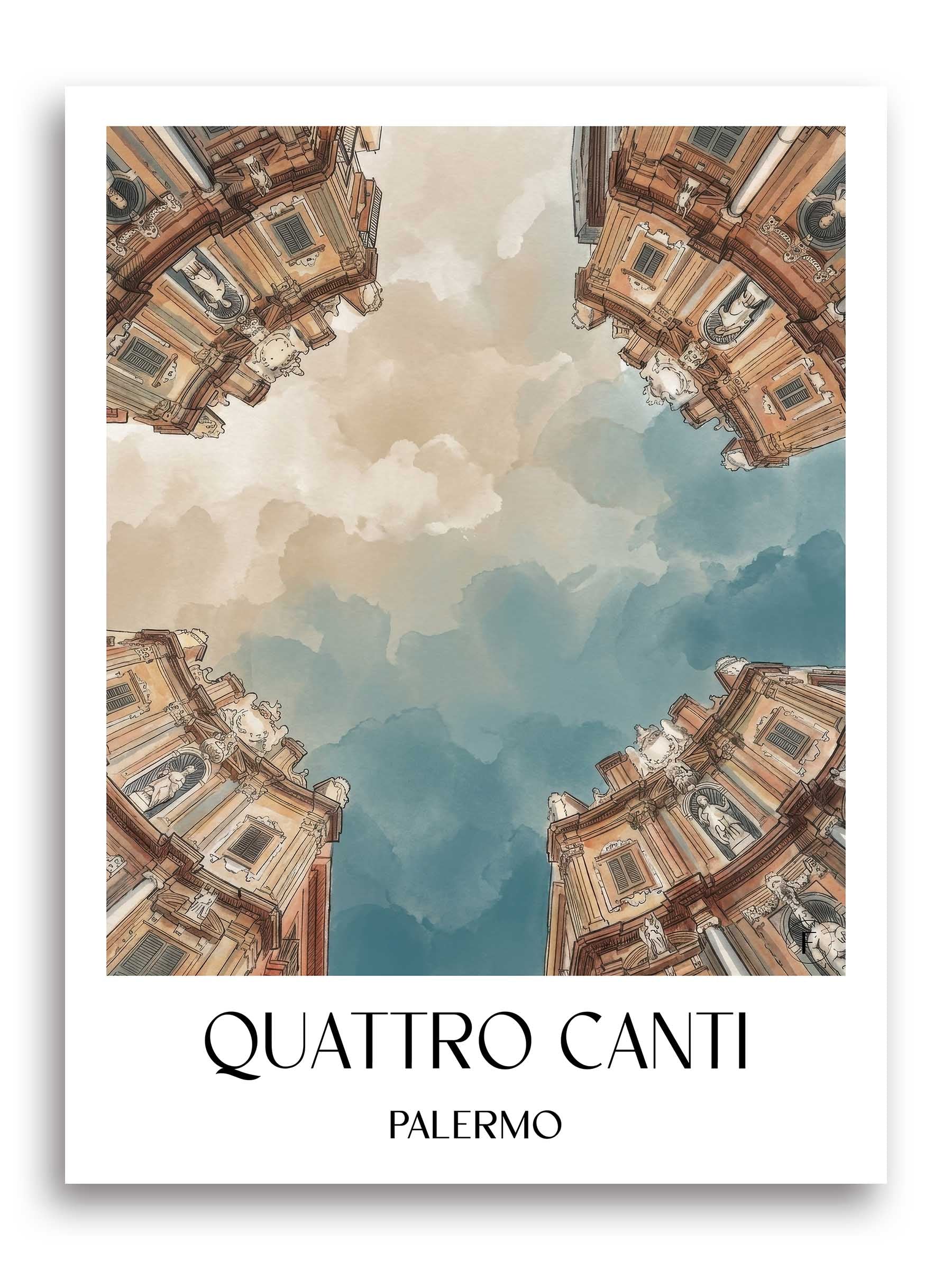 quattro-canti-palermo-italien-poster-aquarell