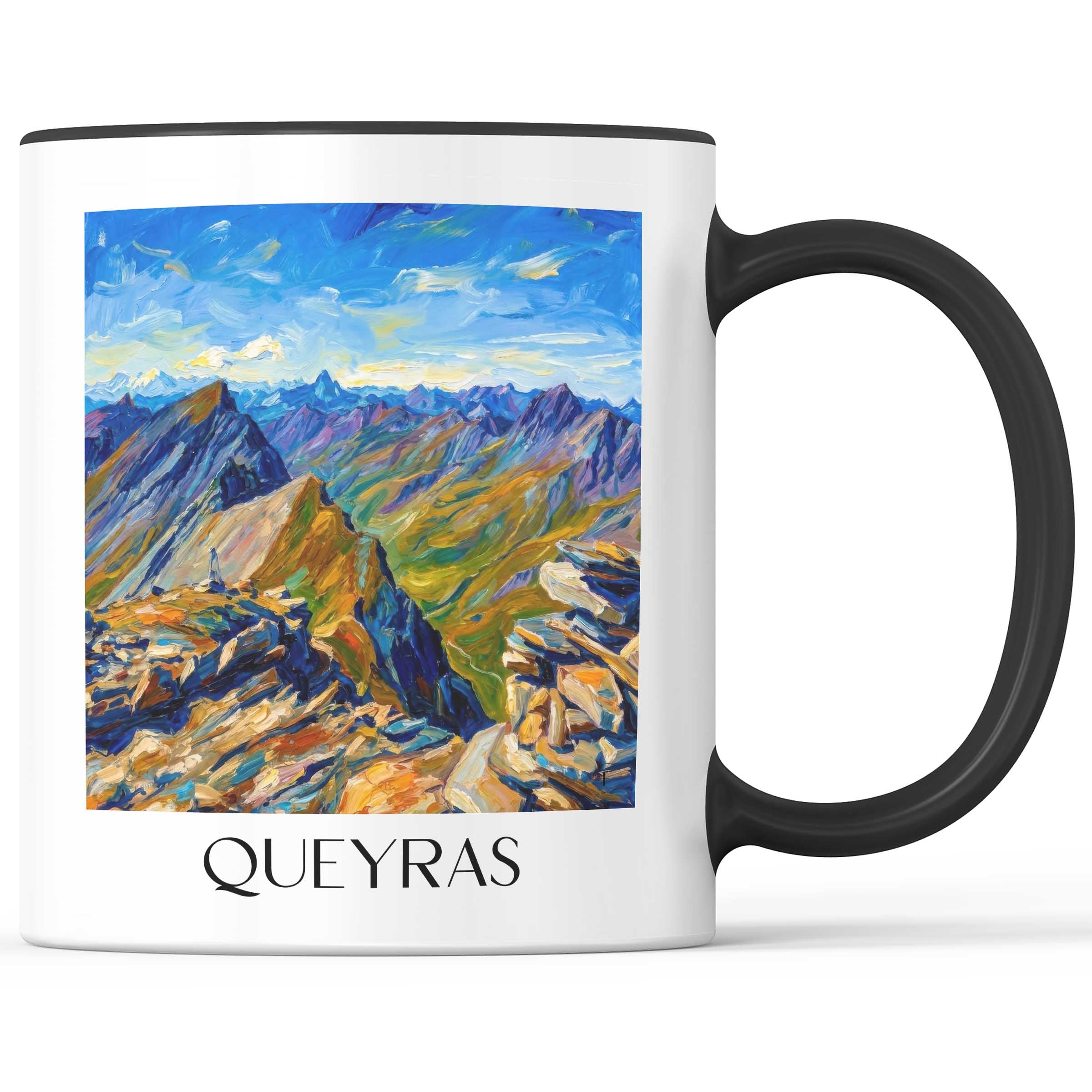 Queyras Kaffeebecher - Hautes-Alpes - Frankreich Becher - Kaffeetasse im Ölgemälde Stil - favplace