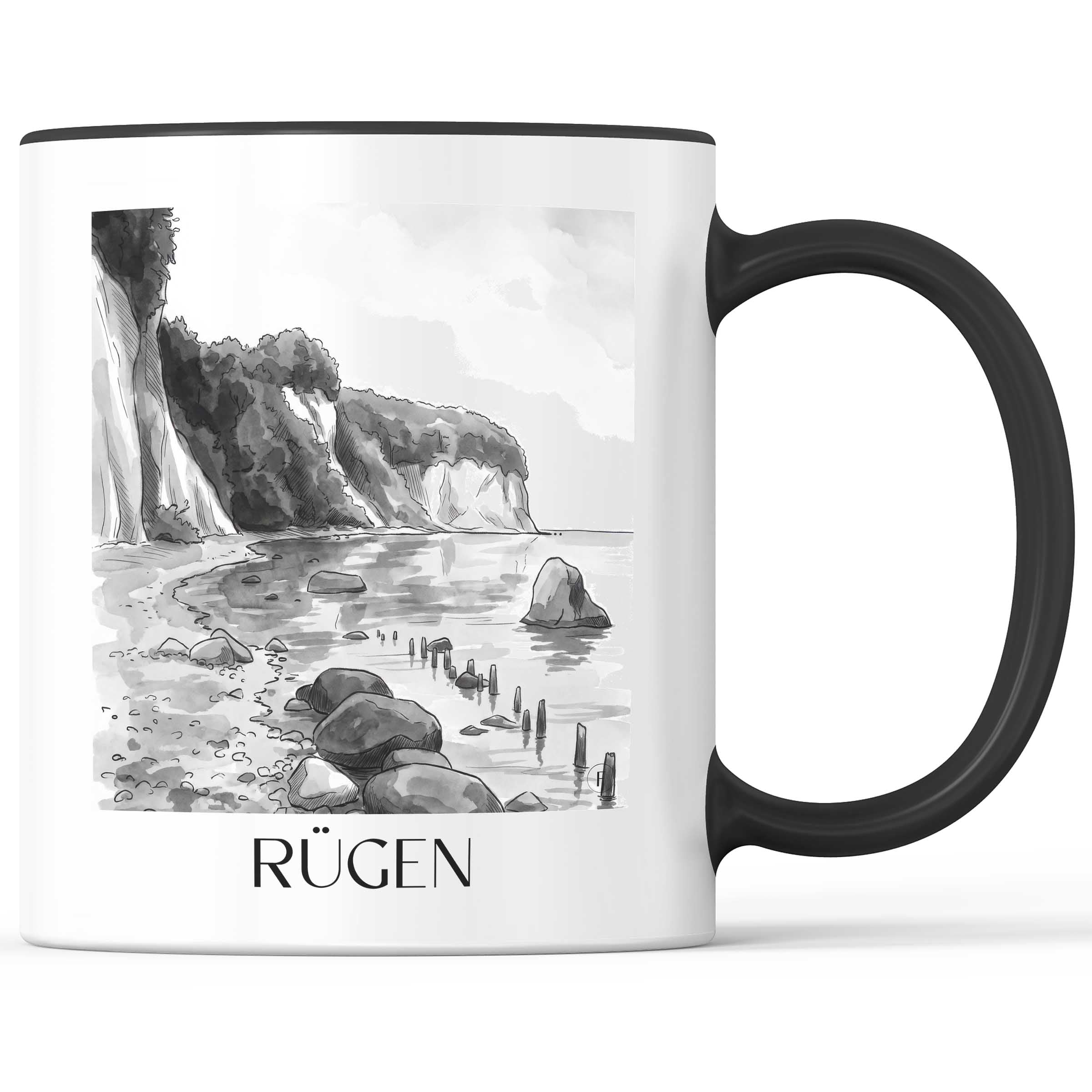 rügen-deutschland-kaffeebecher-aquarell-schwarz-weiss