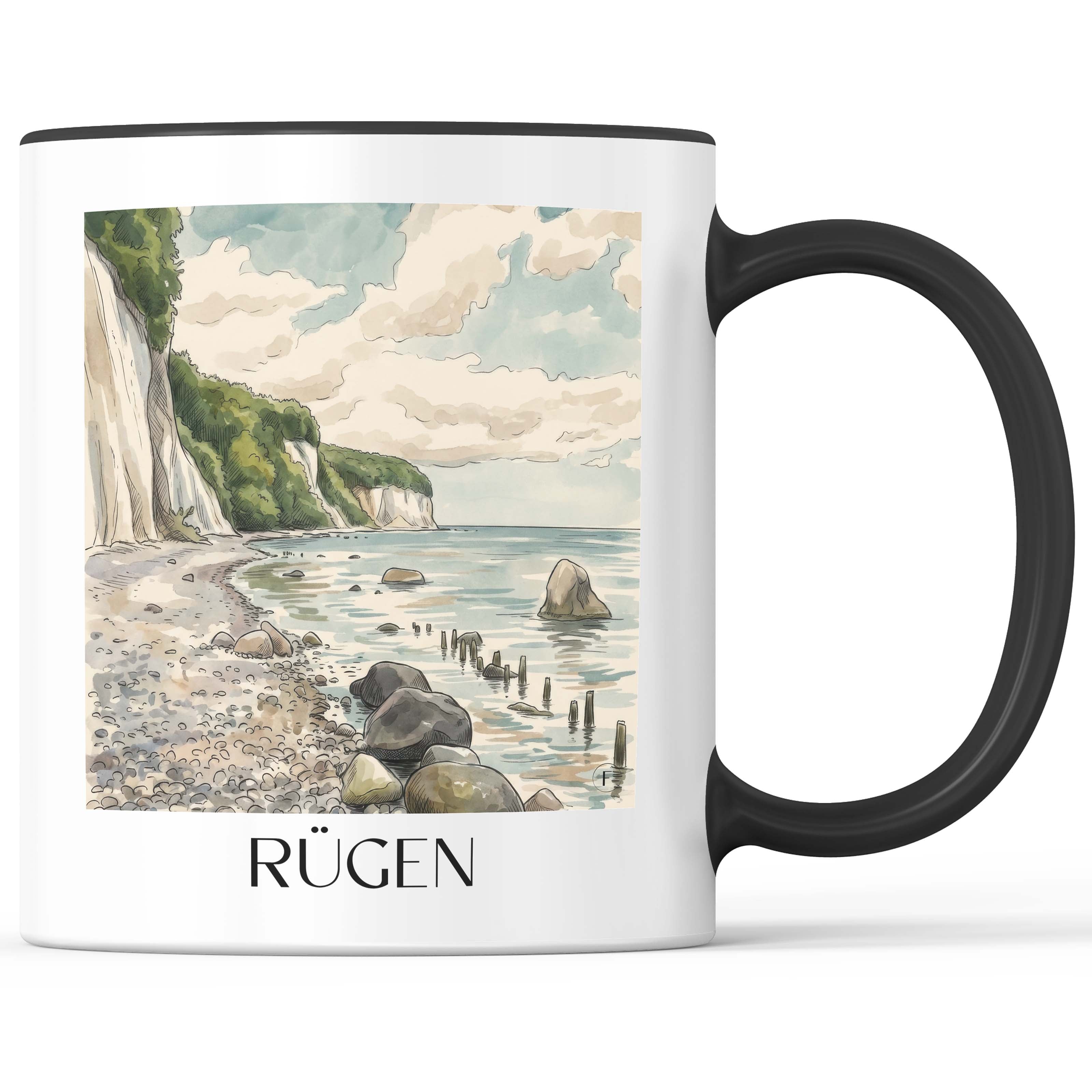 Rügen - Deutschland Becher - Kaffeetasse im Aquarell Stil - favplace