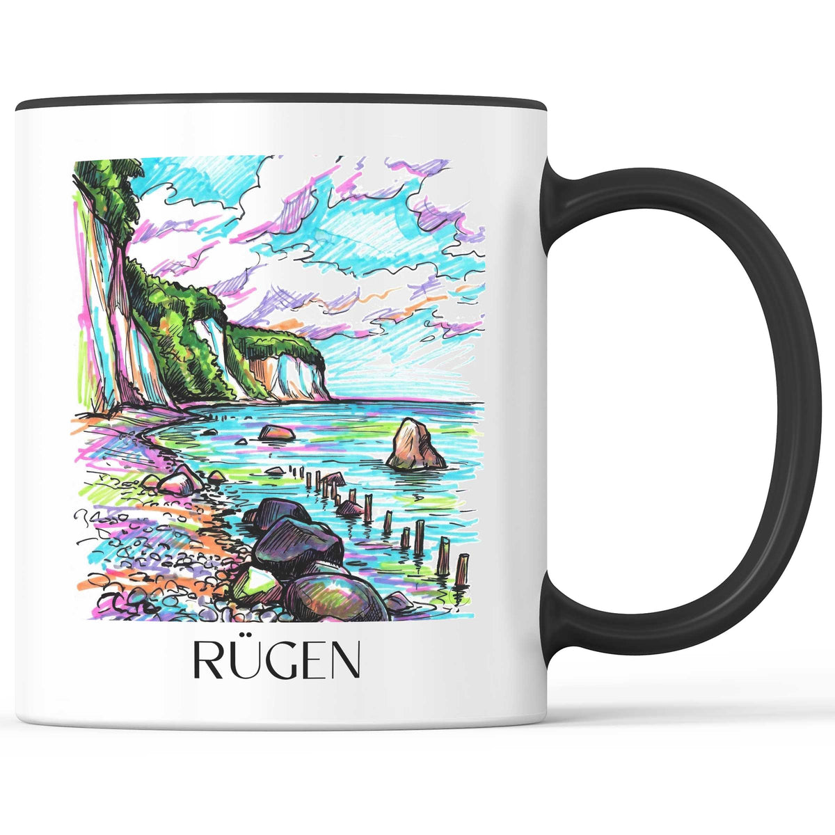 Rügen - Deutschland Becher - Kaffeetasse im Tag Graffiti Stil - favplace