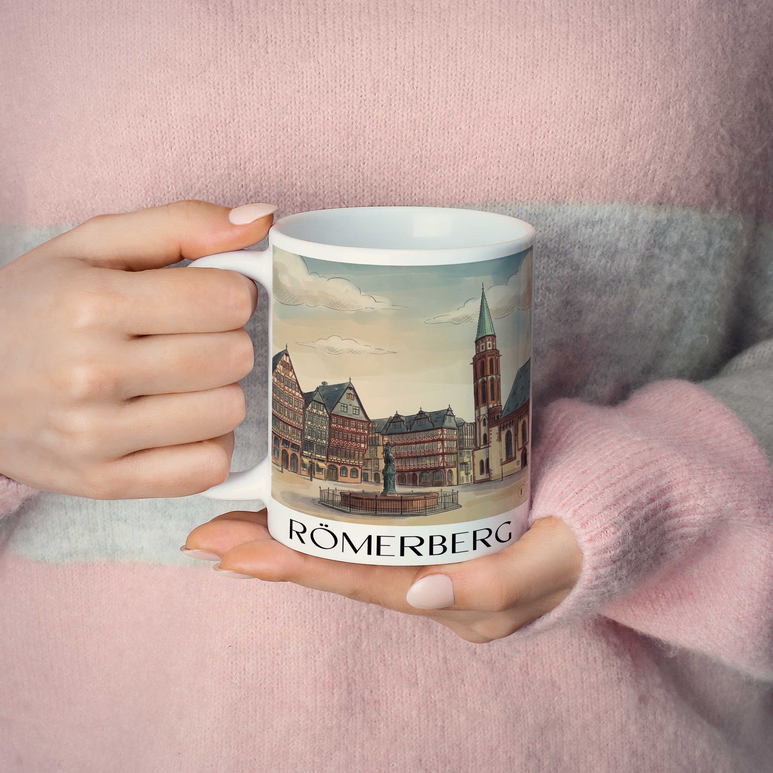 römerberg-frankfurt-deutschland-kaffeebecher-aquarell