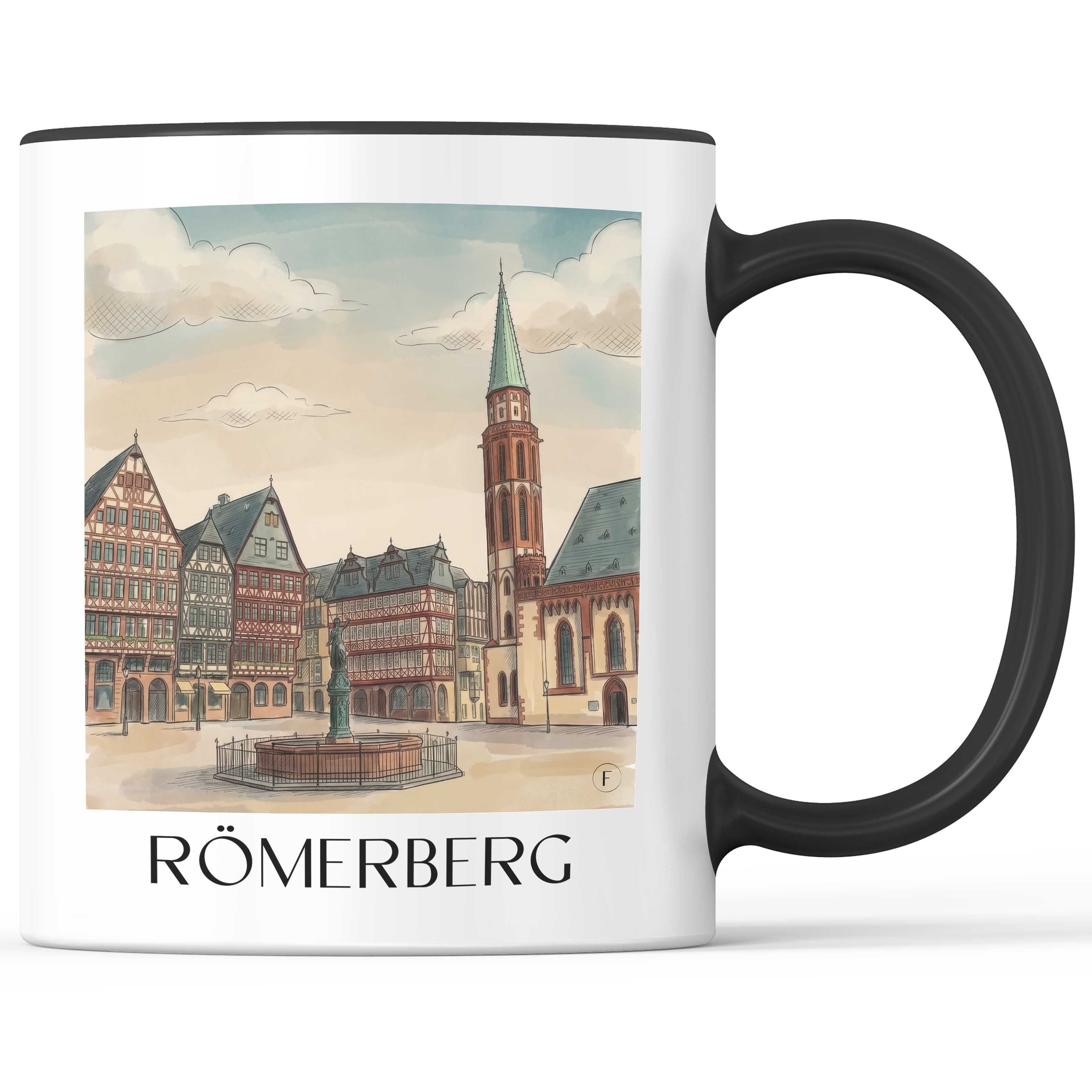 Römerberg Kaffeebecher - Frankfurt - Deutschland Becher - Kaffeetasse im Aquarell Stil - favplace