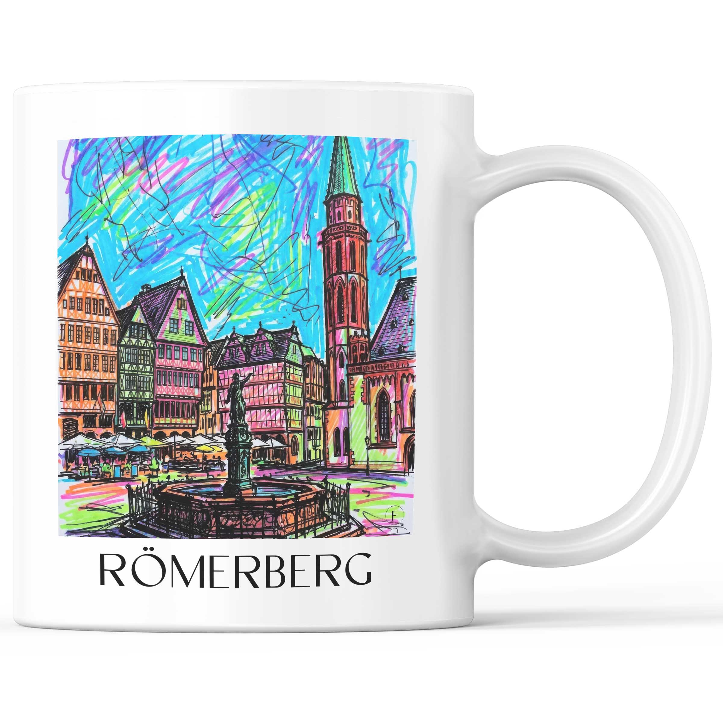 Römerberg Kaffeebecher - Frankfurt - Deutschland Becher - Kaffeetasse im Tag Graffiti Stil