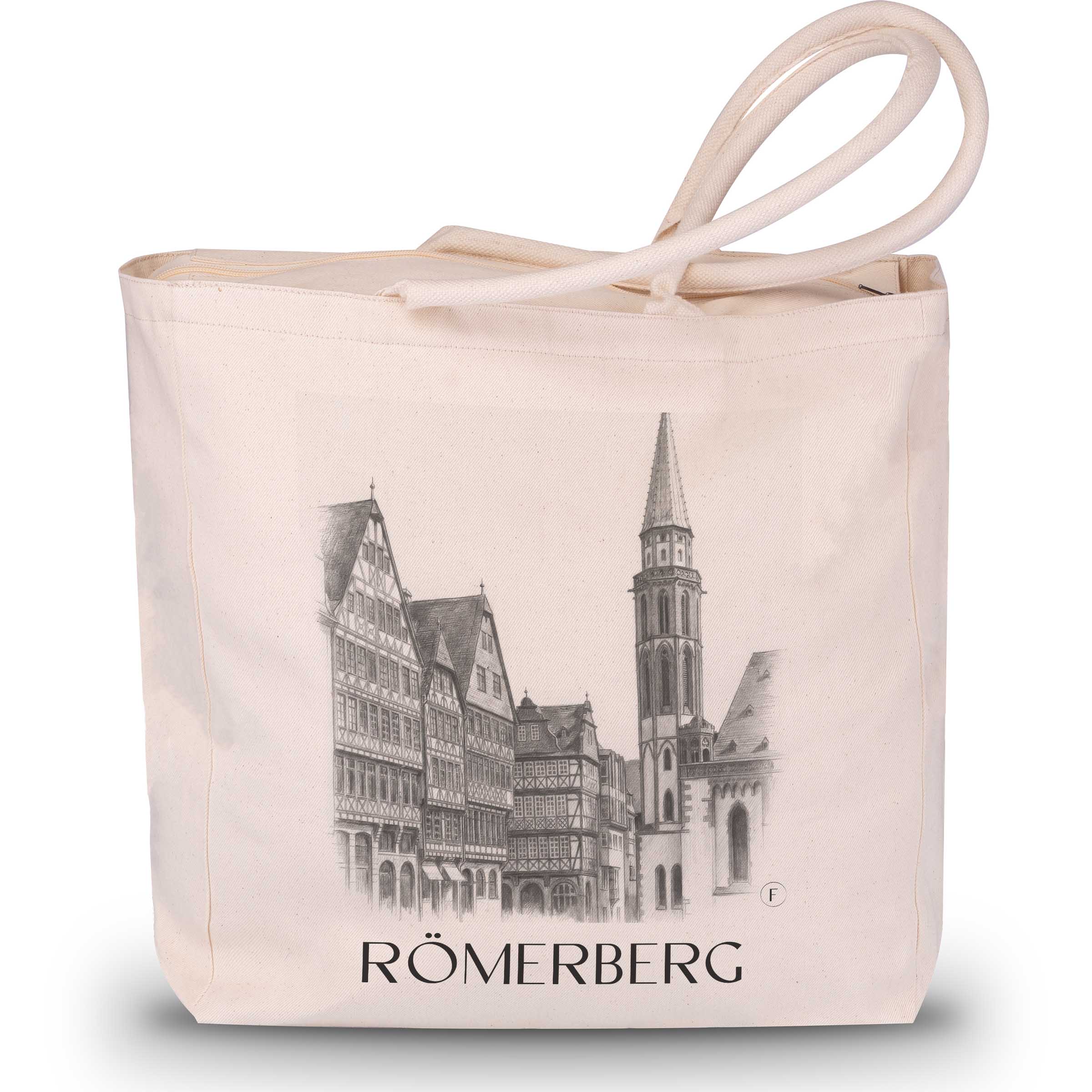 Römerberg Shopping Tasche - Frankfurt - Deutschland Tote Bag - Einkaufstasche im Zeichnung Stil