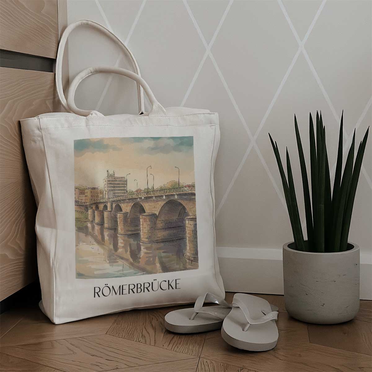 römerbrücke-trier-deutschland-einkaufstasche-aquarell