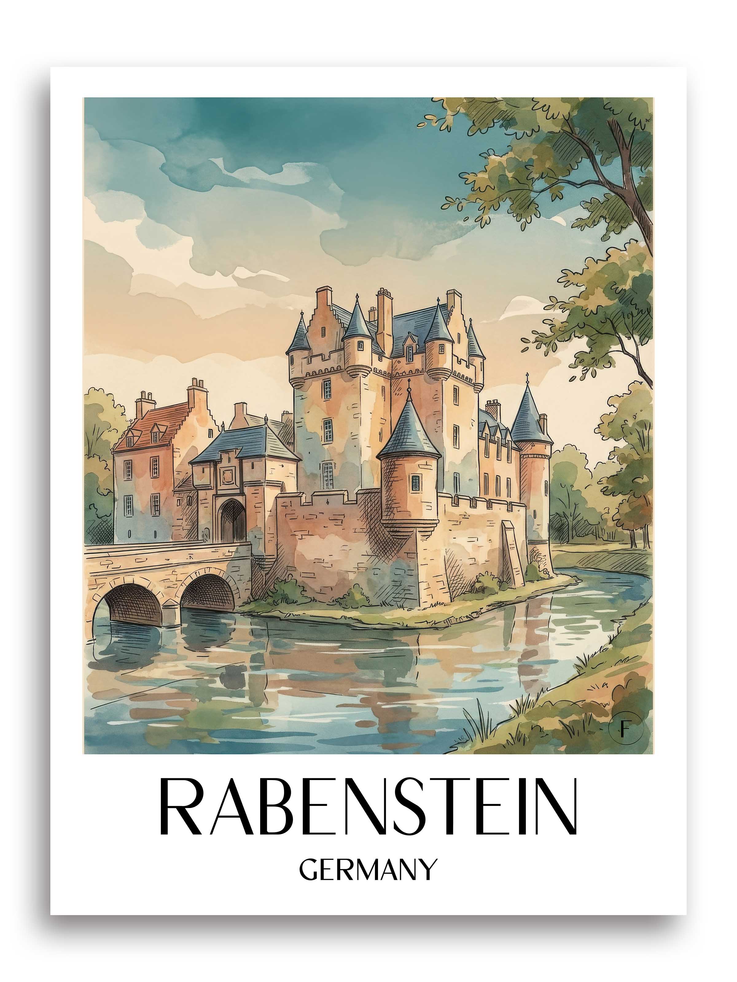 Rabenstein Poster - Erzgebirge - Deutschland Kunstdruck - Aquarell von A4 bis A1 - favplace