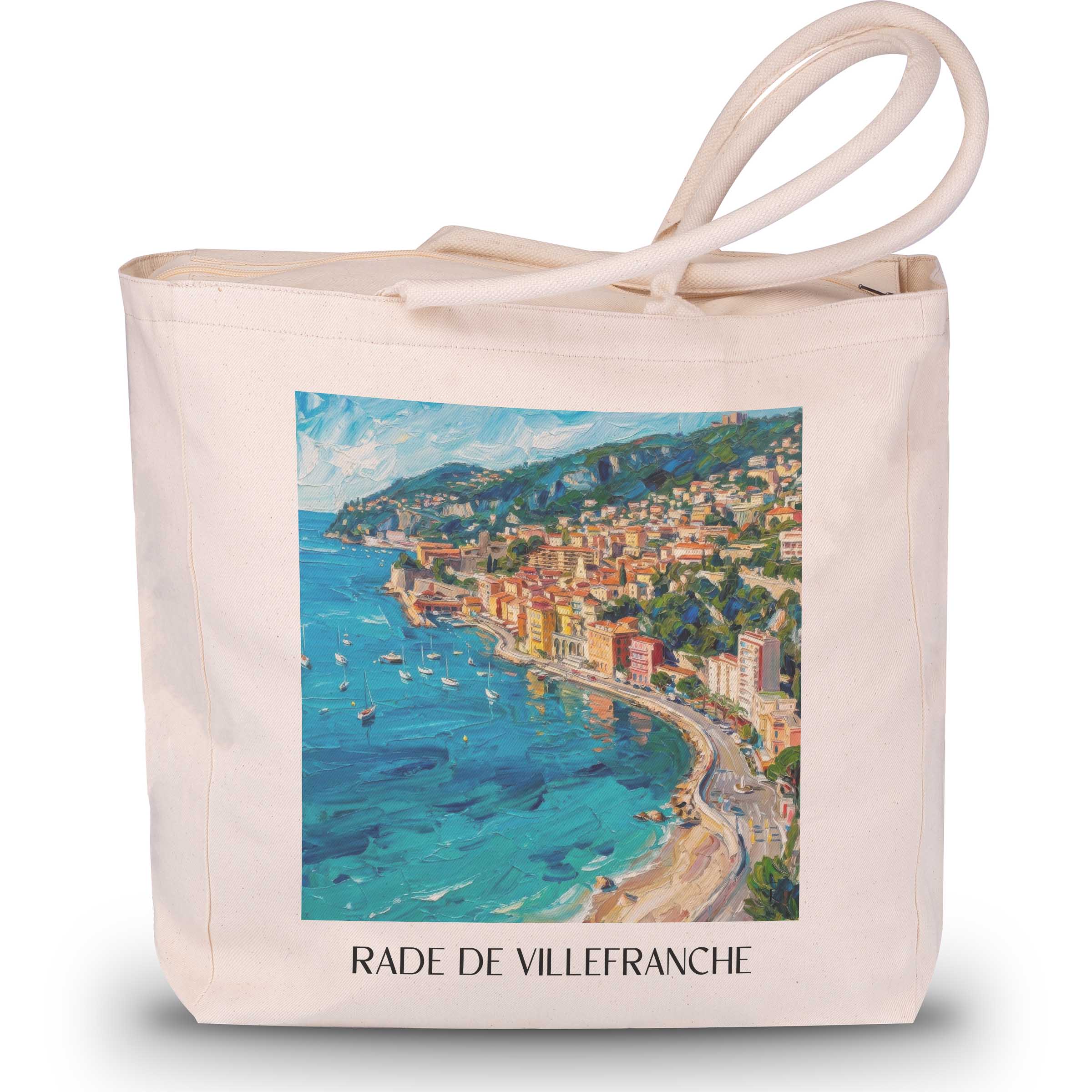 rade-de-villefranche-côte-d´azur-frankreich-einkaufstasche-oil-painting-oelgemaelde