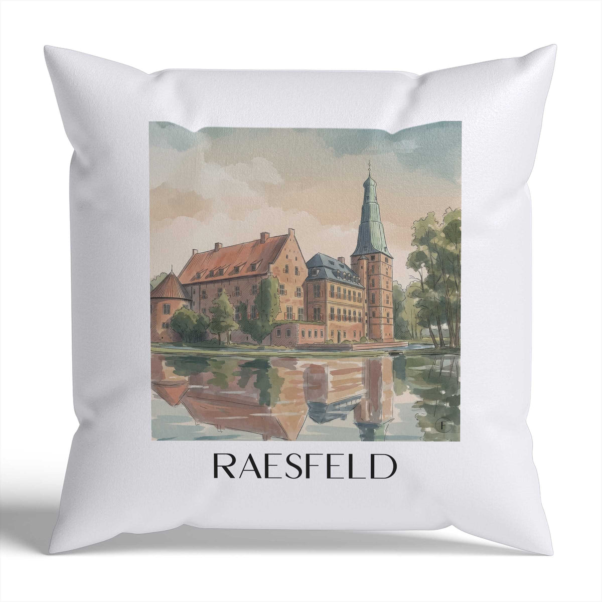 Raesfeld Kissenhülle - Zierkissen Bezug - Niederrhein - Deutschland Kissen bzw. Kissenbezug im Aquarell Stil - favplace