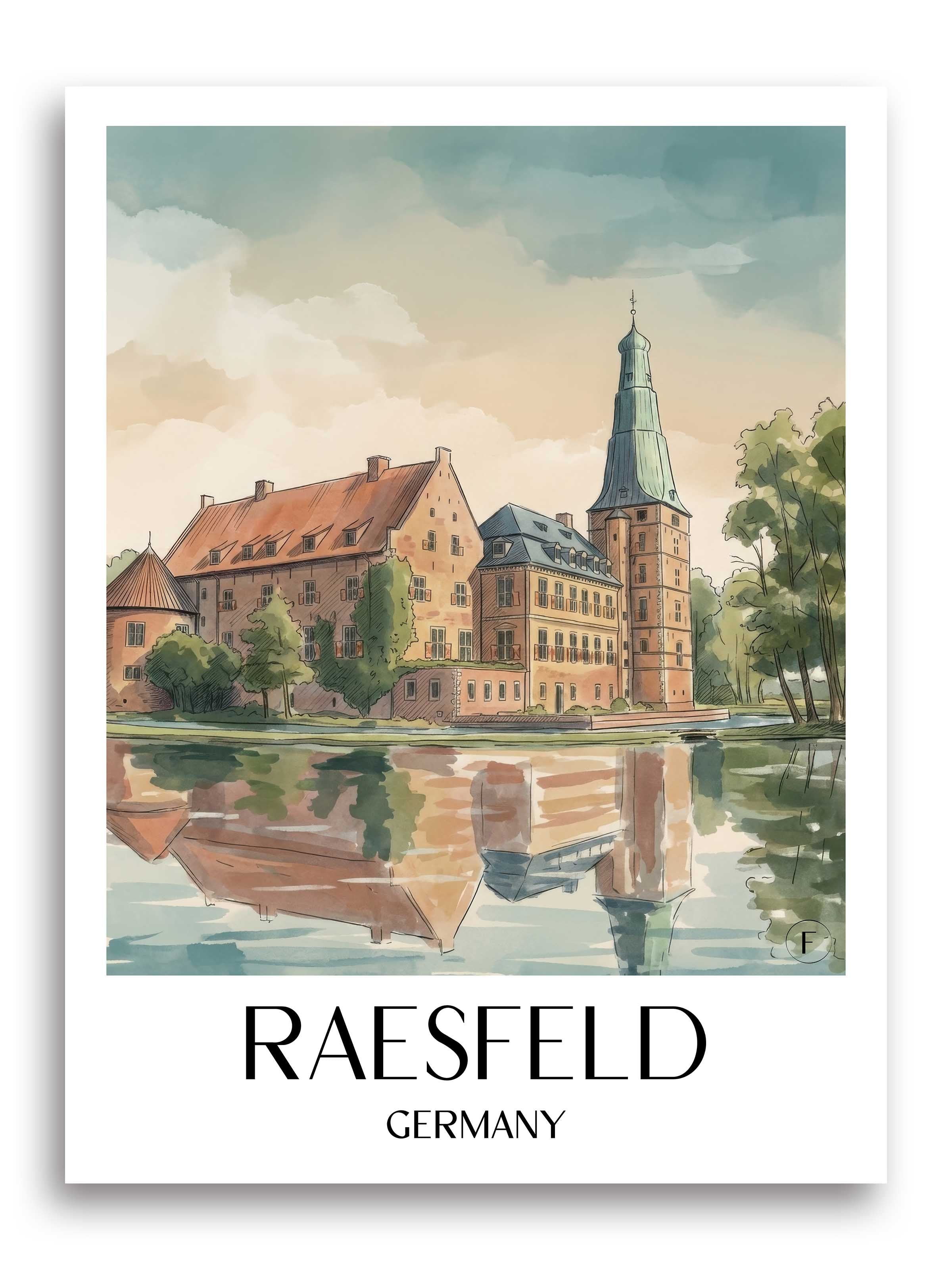 Raesfeld Poster - Niederrhein - Deutschland Kunstdruck - Aquarell von A4 bis A1 - favplace