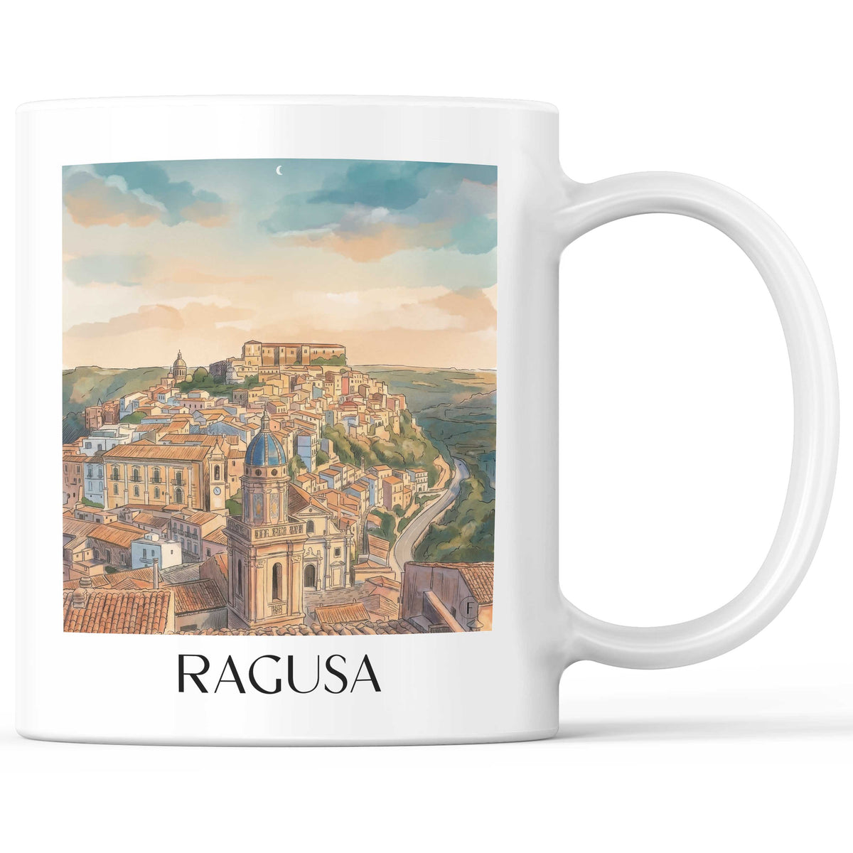 ragusa-sizilien-italien-kaffeebecher-aquarell