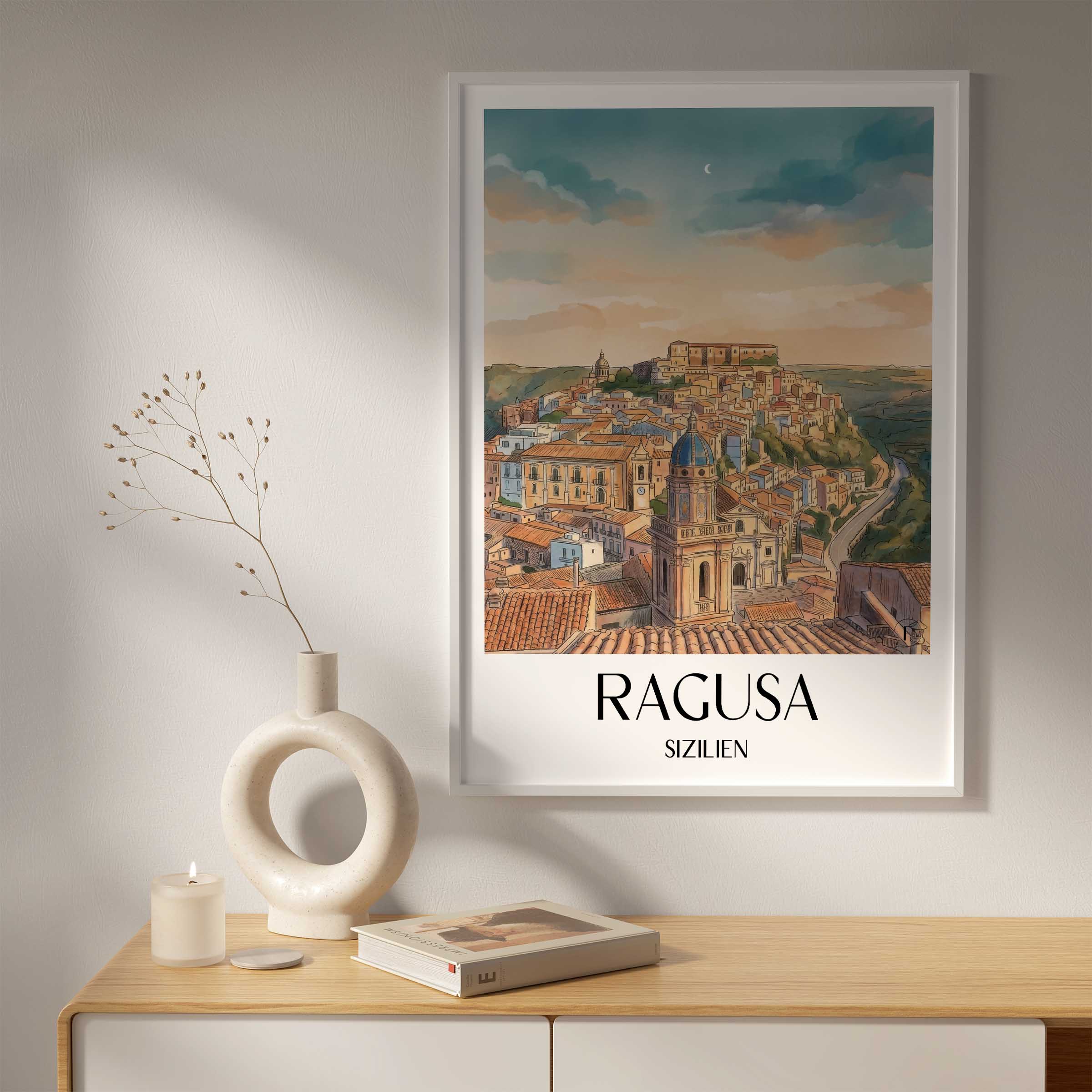 ragusa-sizilien-italien-poster-aquarell