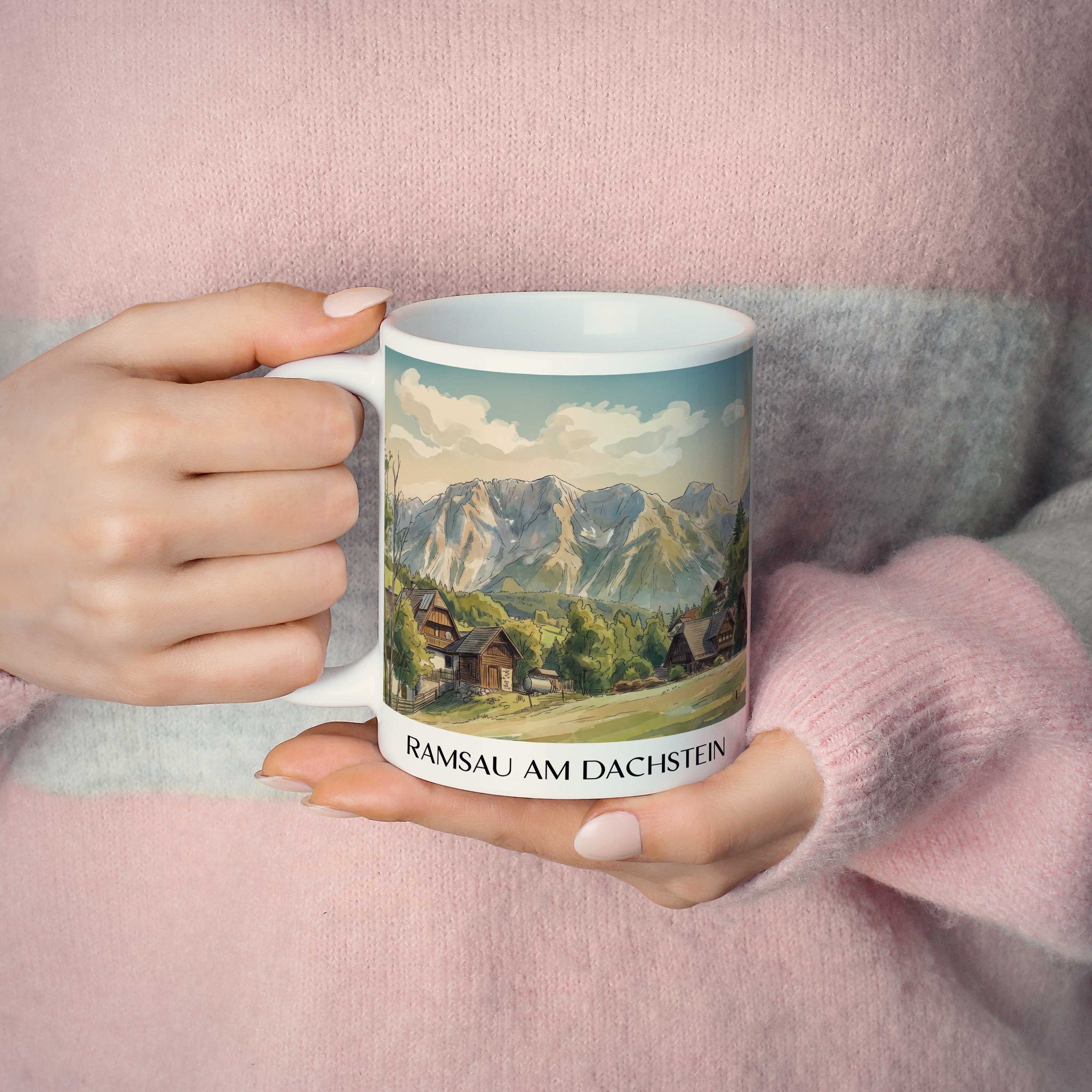 ramsau-am-dachstein-steiermark-österreich-kaffeebecher-aquarell