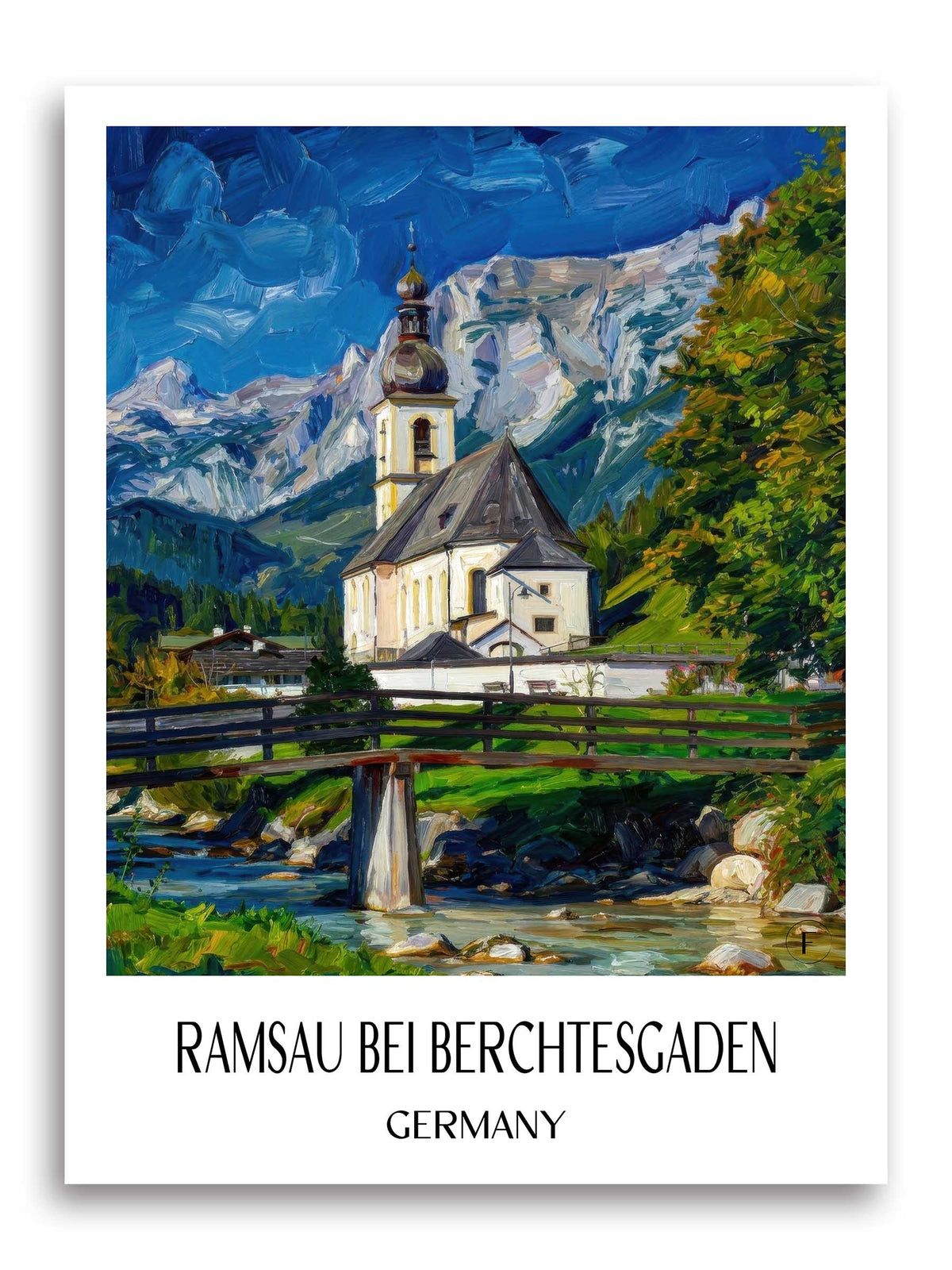 Ramsau bei Berchtesgaden Poster - Bayern - Deutschland Kunstdruck - Ölgemälde von A4 bis A1 - favplace