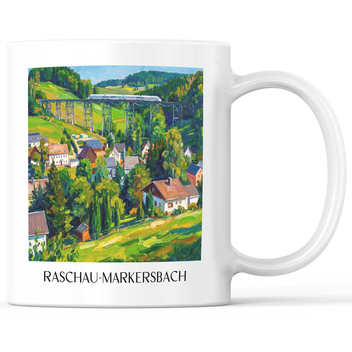Raschau-Markersbach Kaffeebecher - Erzgebirge - Deutschland Becher - Kaffeetasse im Ölgemälde Stil - favplace