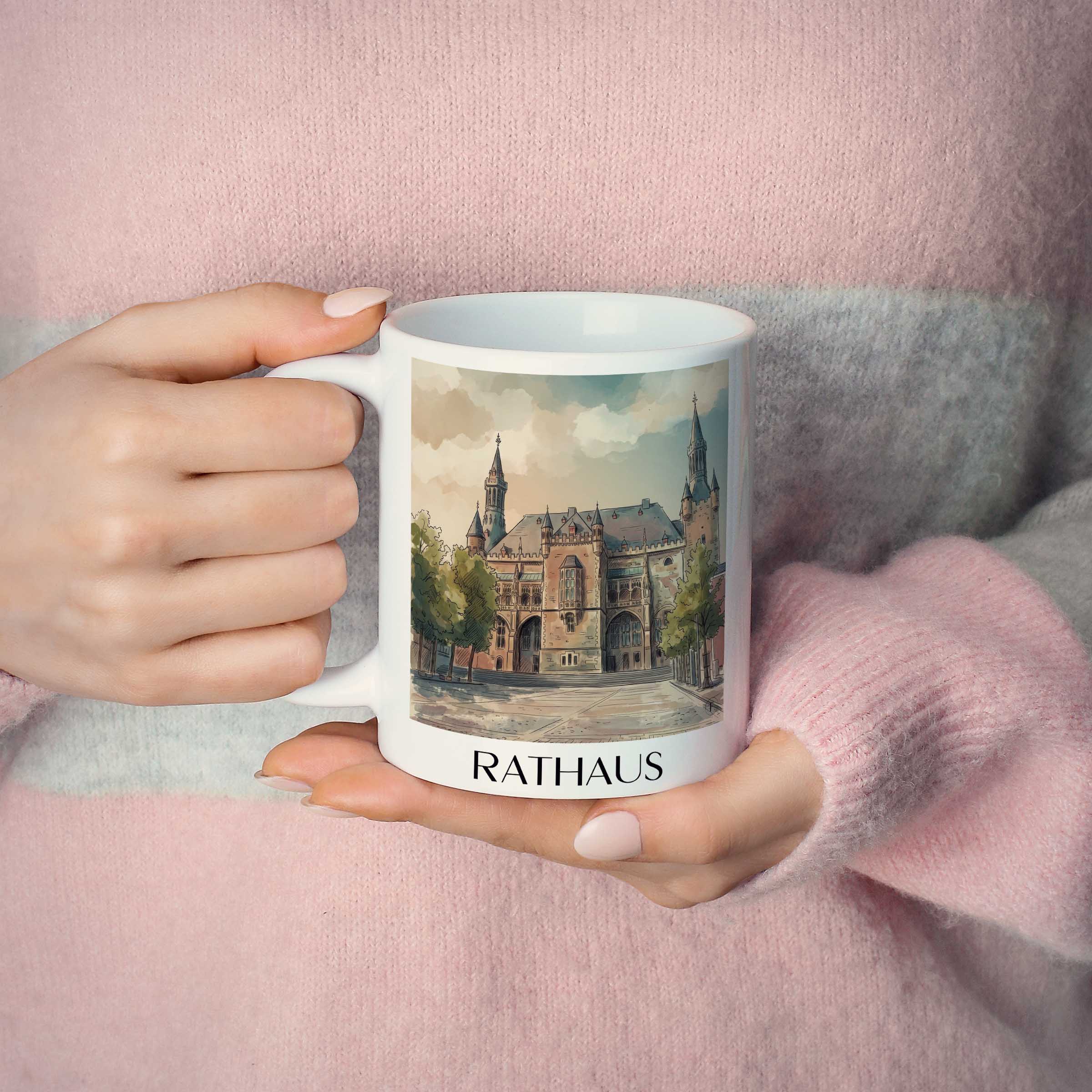 rathaus--aachen-deutschland-kaffeebecher-aquarell