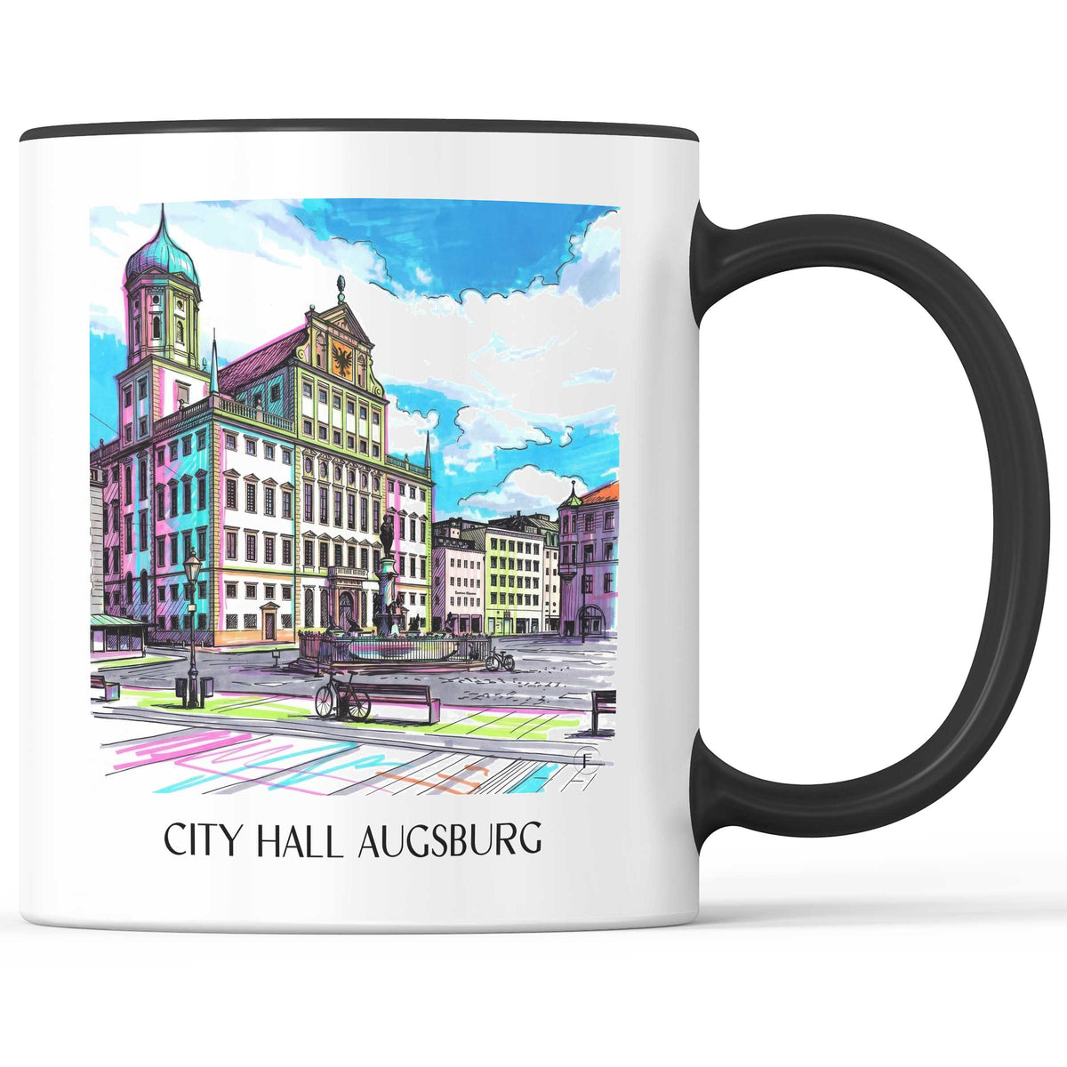 Rathaus Kaffeebecher - Augsburg - Deutschland Becher - Kaffeetasse im Tag Graffiti Stil - favplace