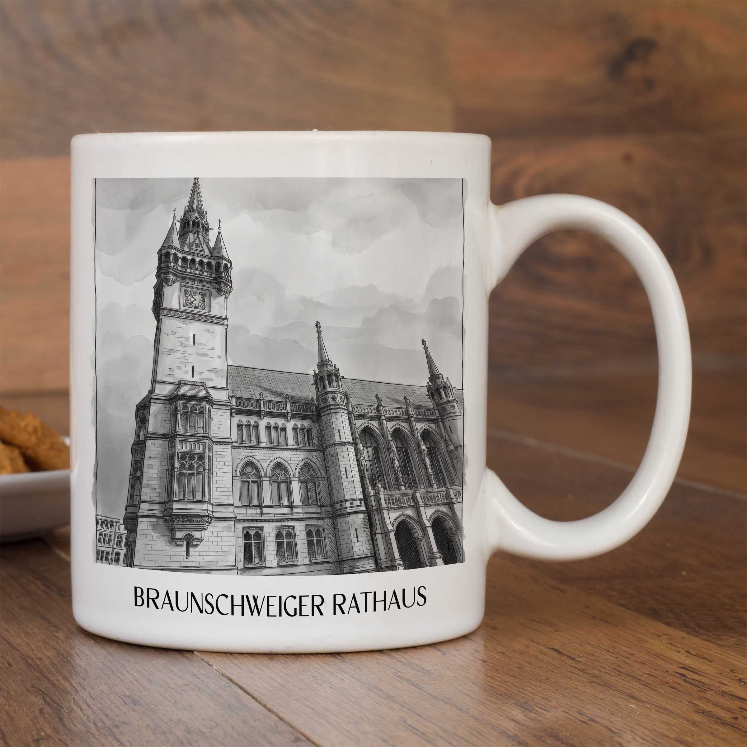 rathaus-braunschweig-deutschland-kaffeebecher-aquarell-schwarz-weiss