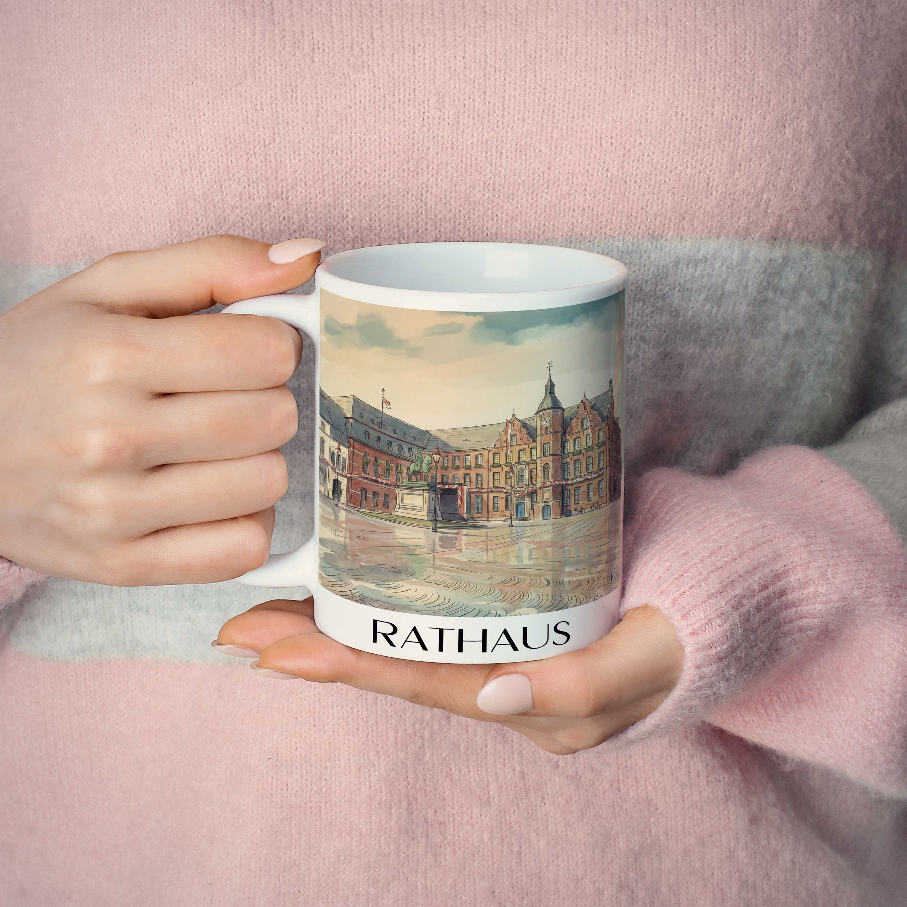 rathaus-düsseldorf-deutschland-kaffeebecher-aquarell