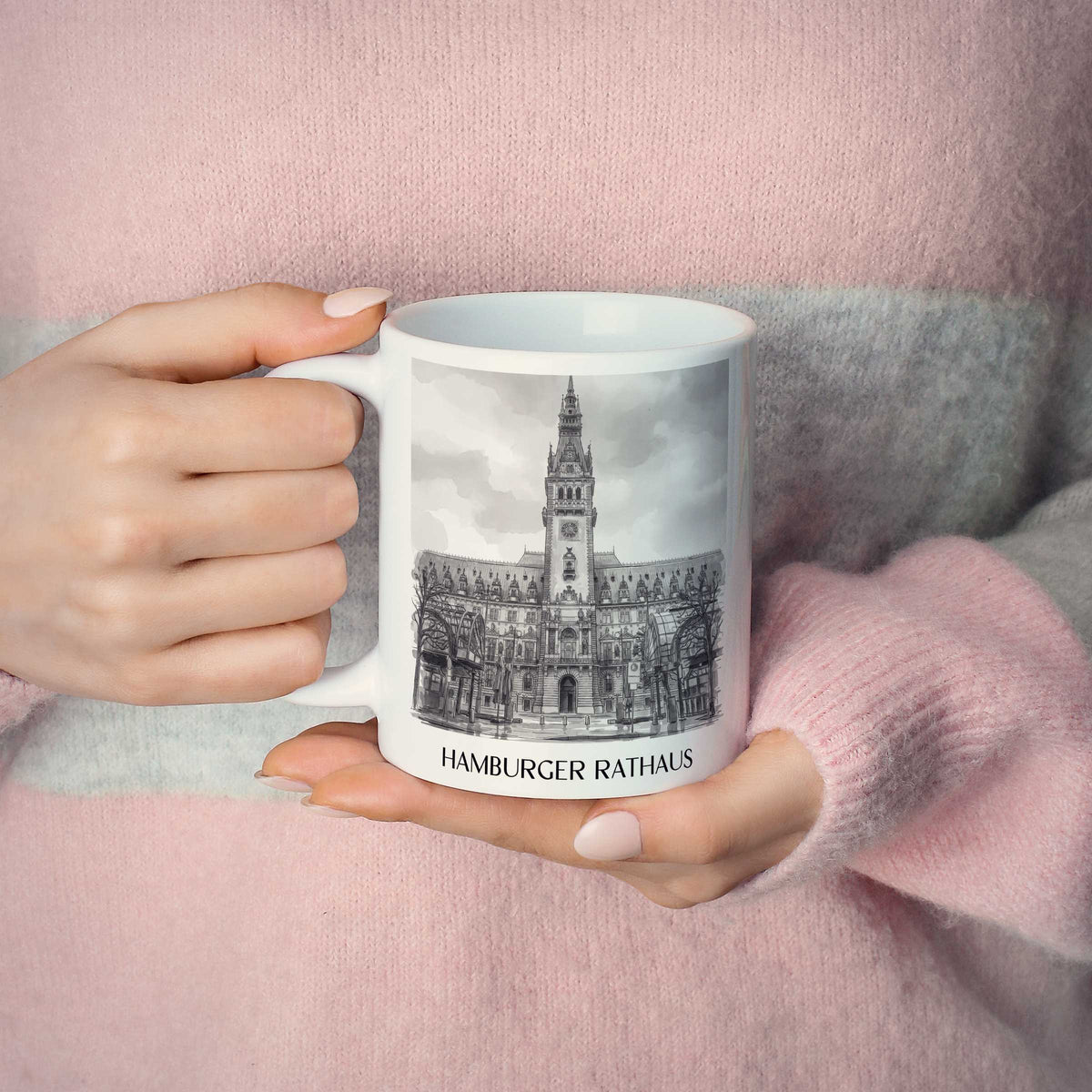 rathaus-hamburg-deutschland-kaffeebecher-aquarell-schwarz-weiss