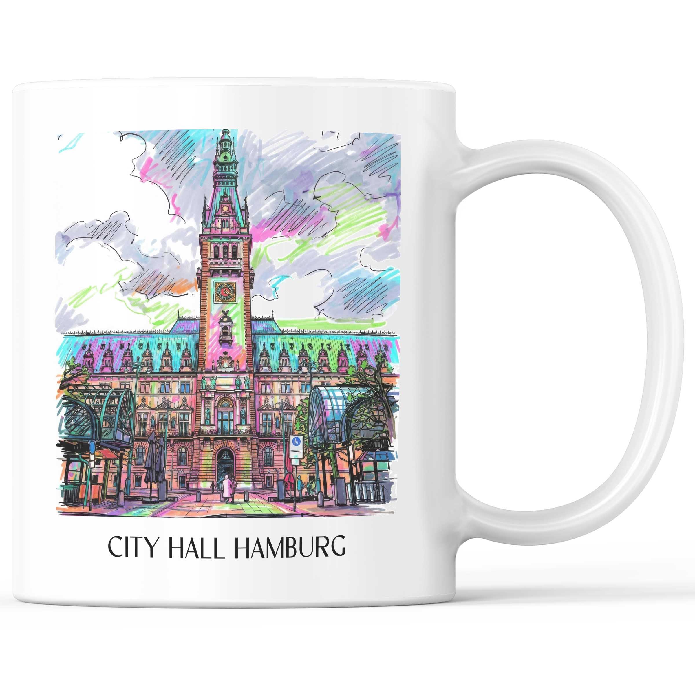 Rathaus Kaffeebecher - Hamburg - Deutschland Becher - Kaffeetasse im Tag Graffiti Stil