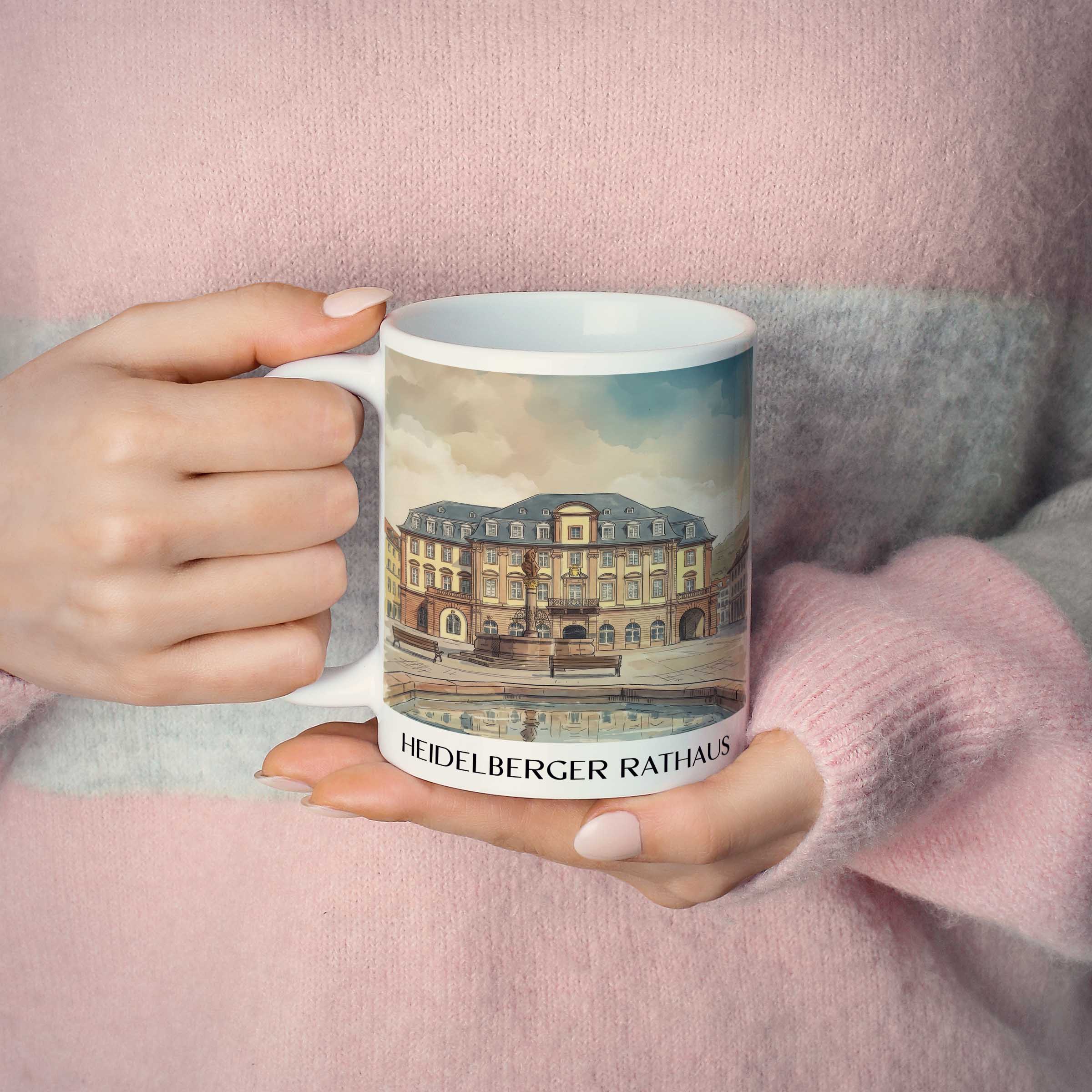 rathaus-heidelberg-deutschland-kaffeebecher-aquarell