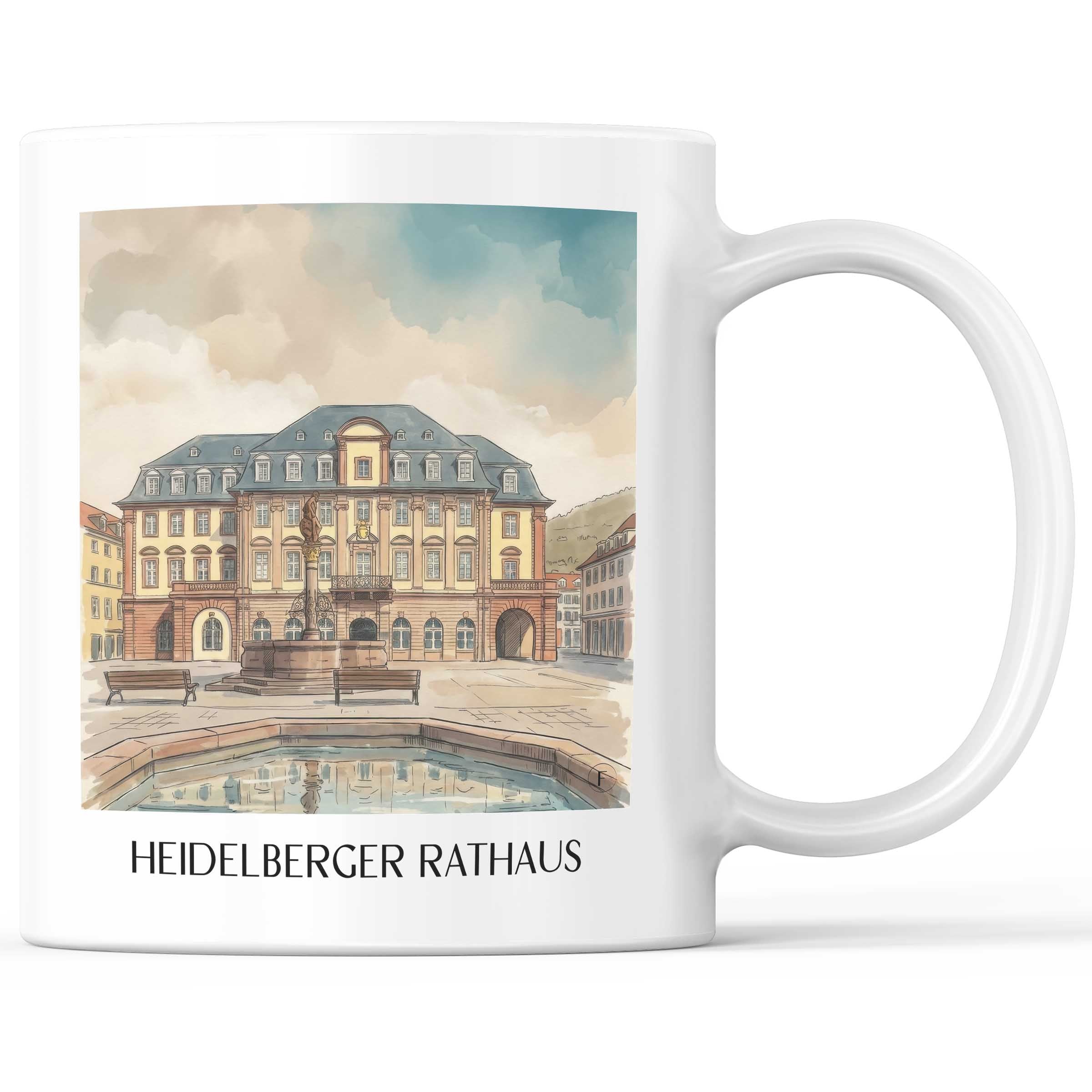 rathaus-heidelberg-deutschland-kaffeebecher-aquarell