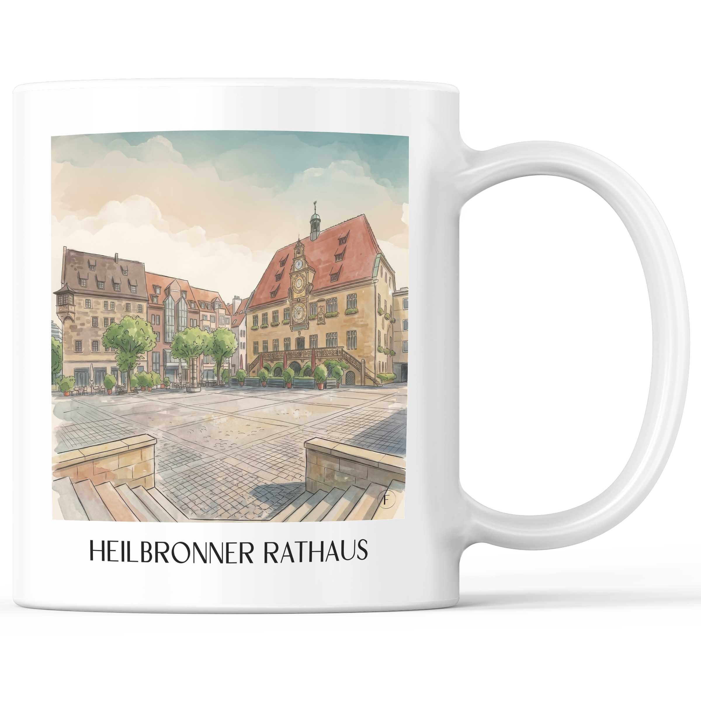 rathaus-heilbronn-deutschland-kaffeebecher-aquarell
