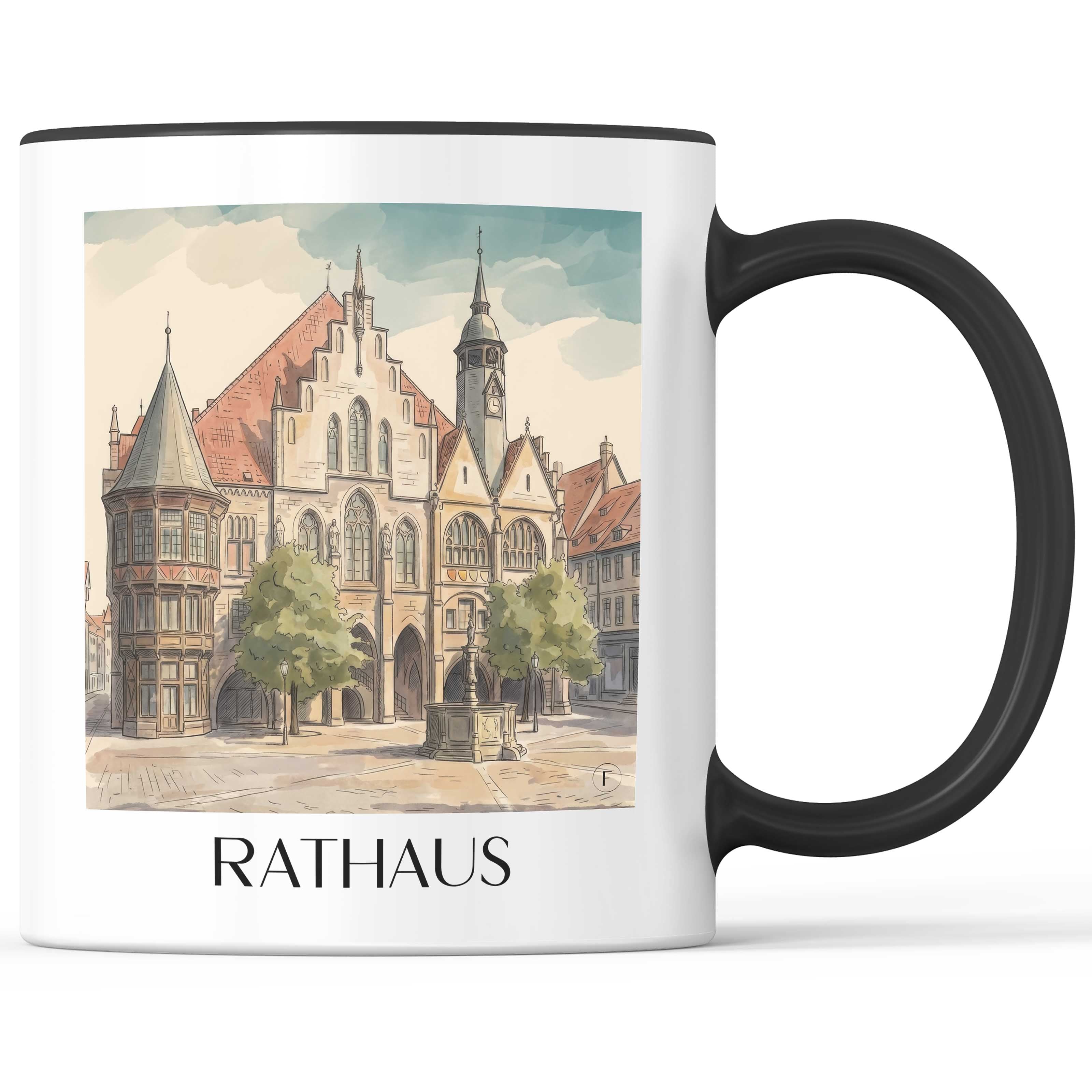rathaus--hildesheim-deutschland-kaffeebecher-aquarell