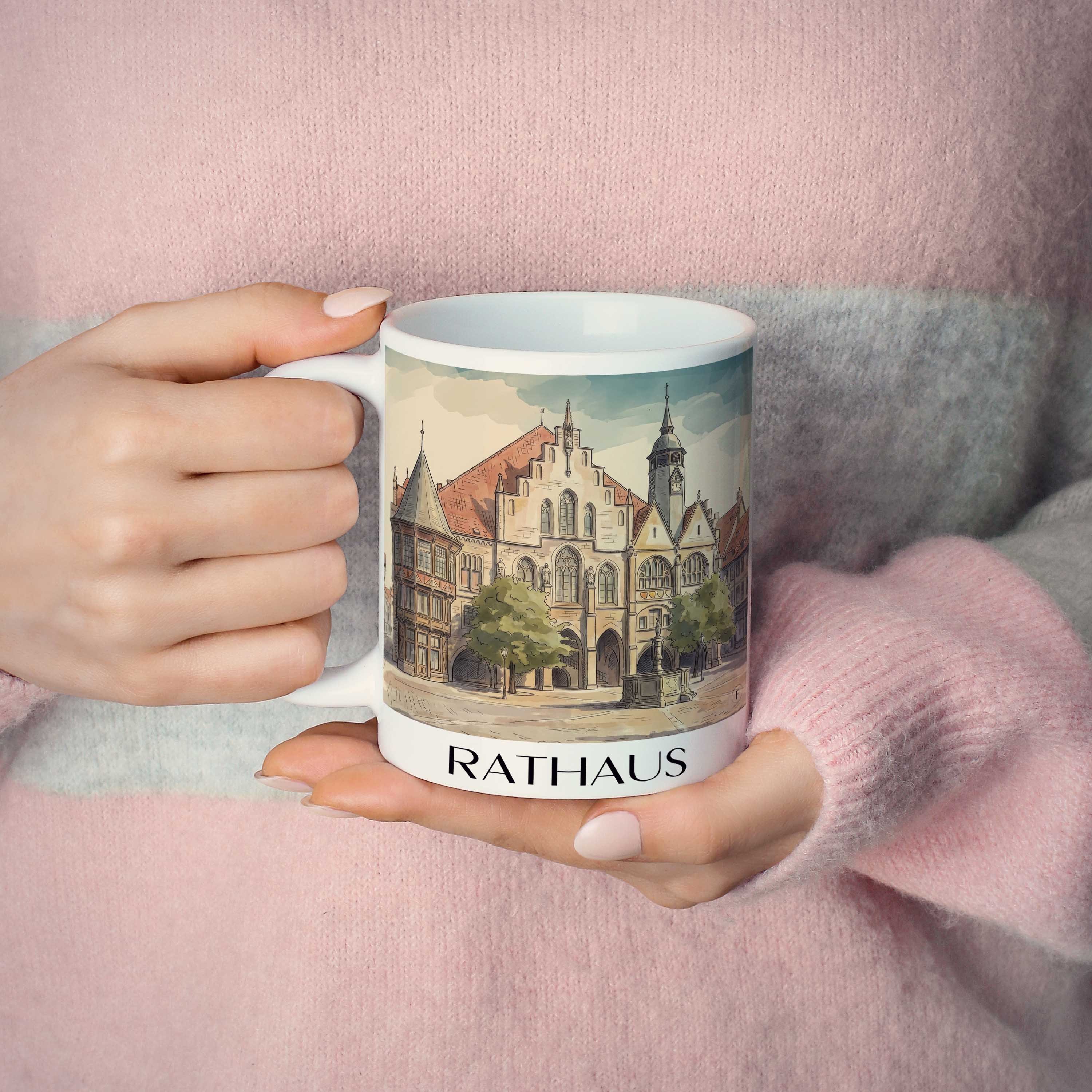 rathaus--hildesheim-deutschland-kaffeebecher-aquarell