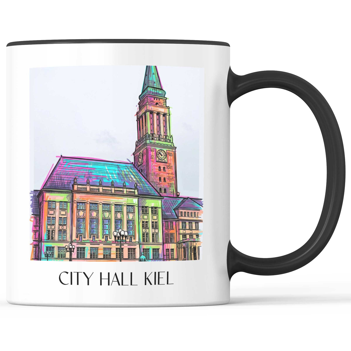 Rathaus Kaffeebecher - Kiel - Deutschland Becher - Kaffeetasse im Tag Graffiti Stil - favplace
