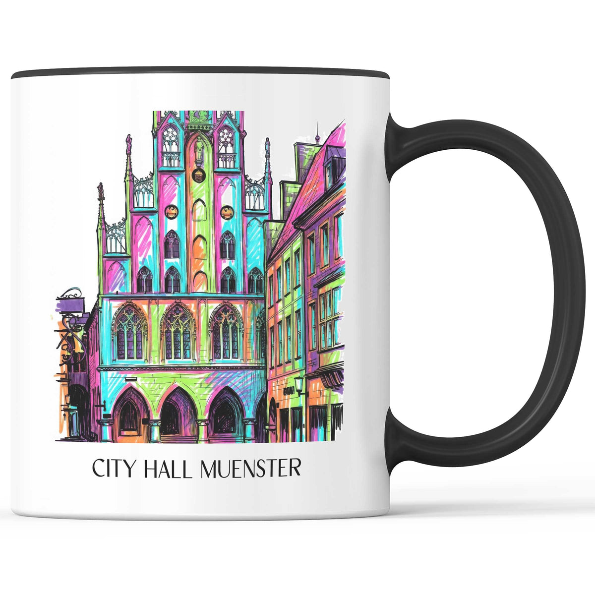 Rathaus Kaffeebecher - Münster - Deutschland Becher - Kaffeetasse im Tag Graffiti Stil - favplace