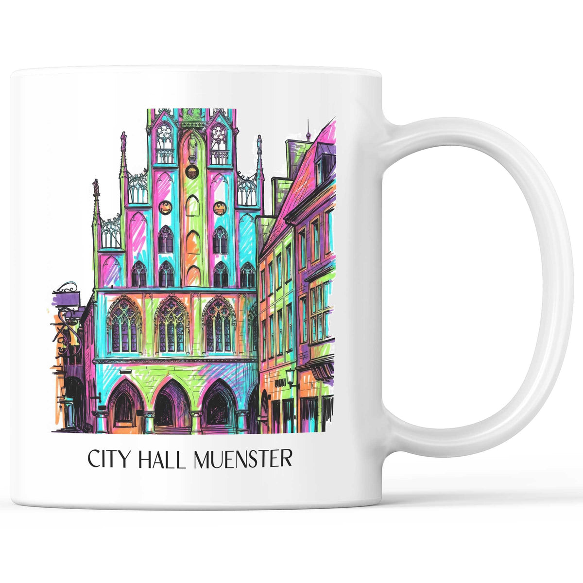 Rathaus Kaffeebecher - Münster - Deutschland Becher - Kaffeetasse im Tag Graffiti Stil - favplace