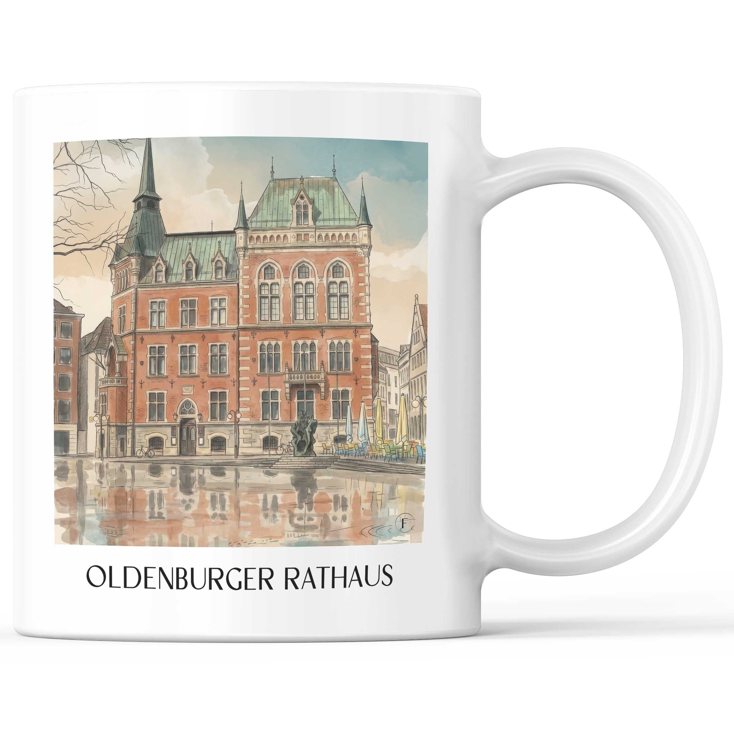 rathaus-oldenburg-deutschland-kaffeebecher-aquarell