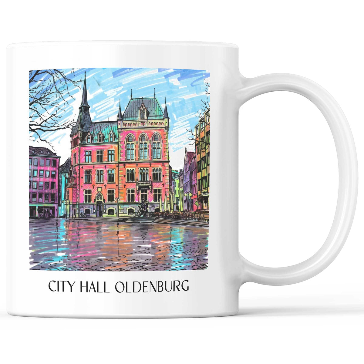 Rathaus Kaffeebecher - Oldenburg - Deutschland Becher - Kaffeetasse im Tag Graffiti Stil - favplace