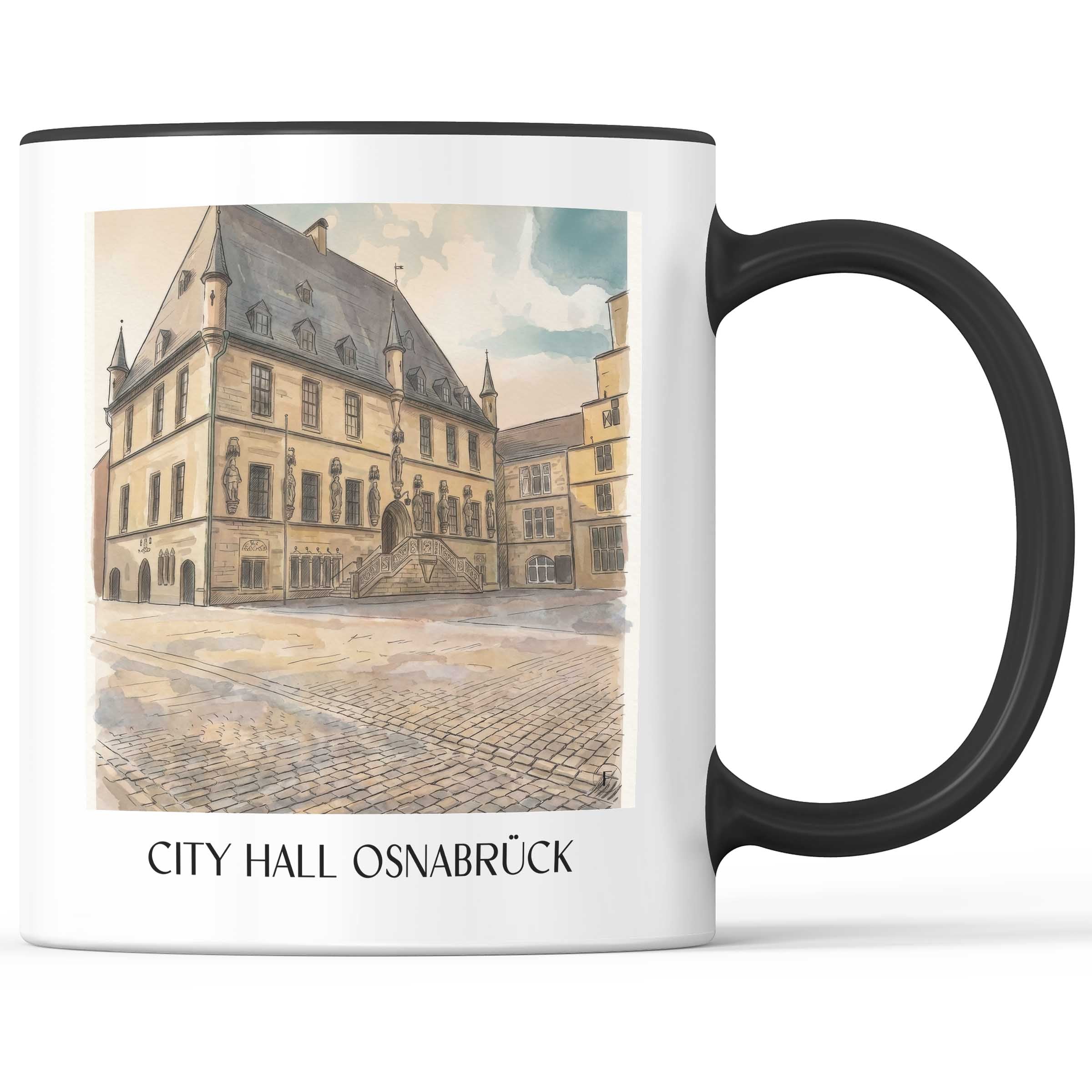 Rathaus Kaffeebecher - Osnabrück - Deutschland Becher - Kaffeetasse im Aquarell Stil - favplace