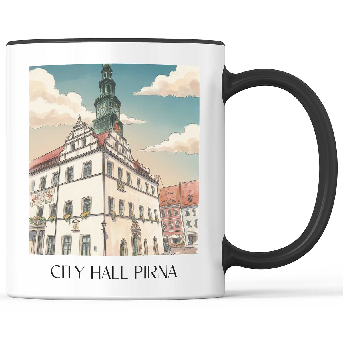 Rathaus Kaffeebecher - Pirna - Deutschland Becher - Kaffeetasse im Aquarell Stil - favplace