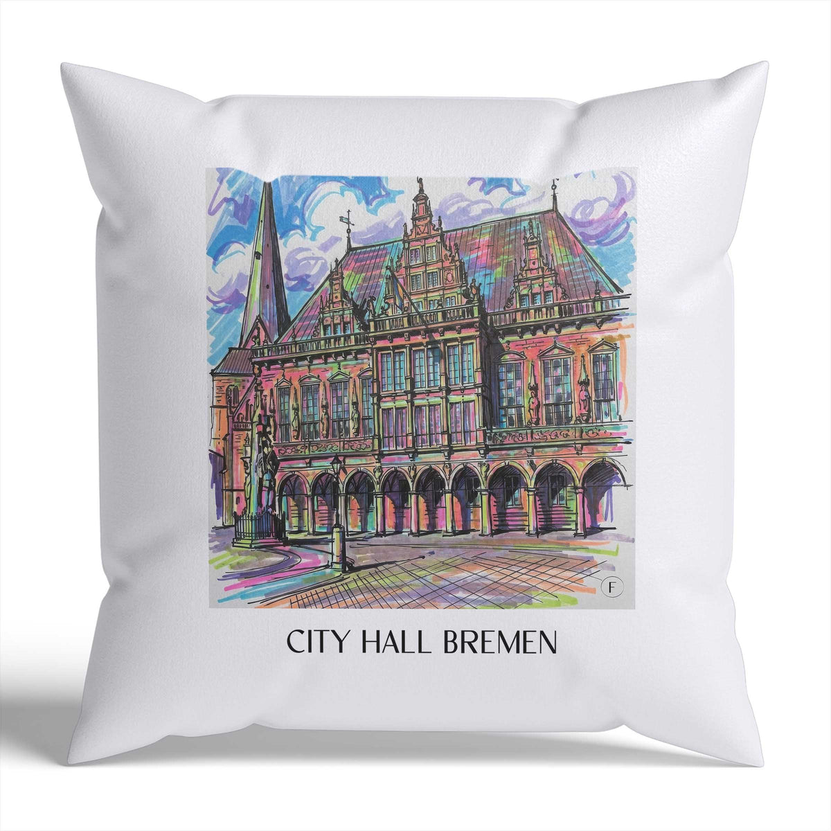 Rathaus Kissenhülle - Zierkissen Bezug - Bremen - Deutschland Kissen bzw. Kissenbezug im Tag Graffiti Stil - favplace