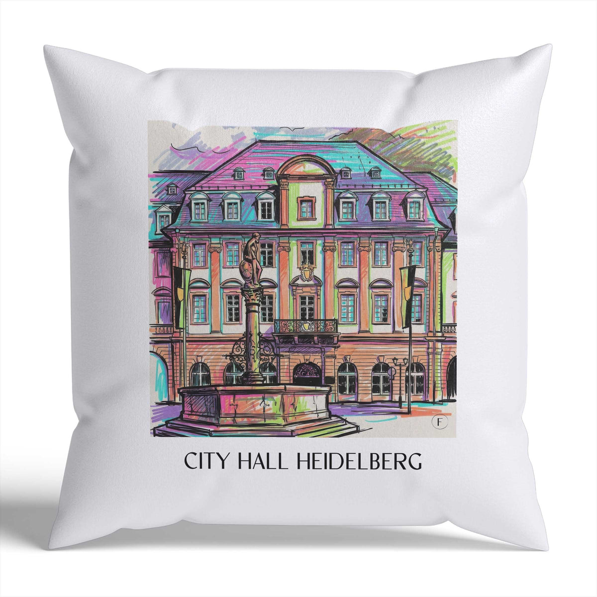 Rathaus Kissenhülle - Zierkissen Bezug - Heidelberg - Deutschland Kissen bzw. Kissenbezug im Tag Graffiti Stil - favplace