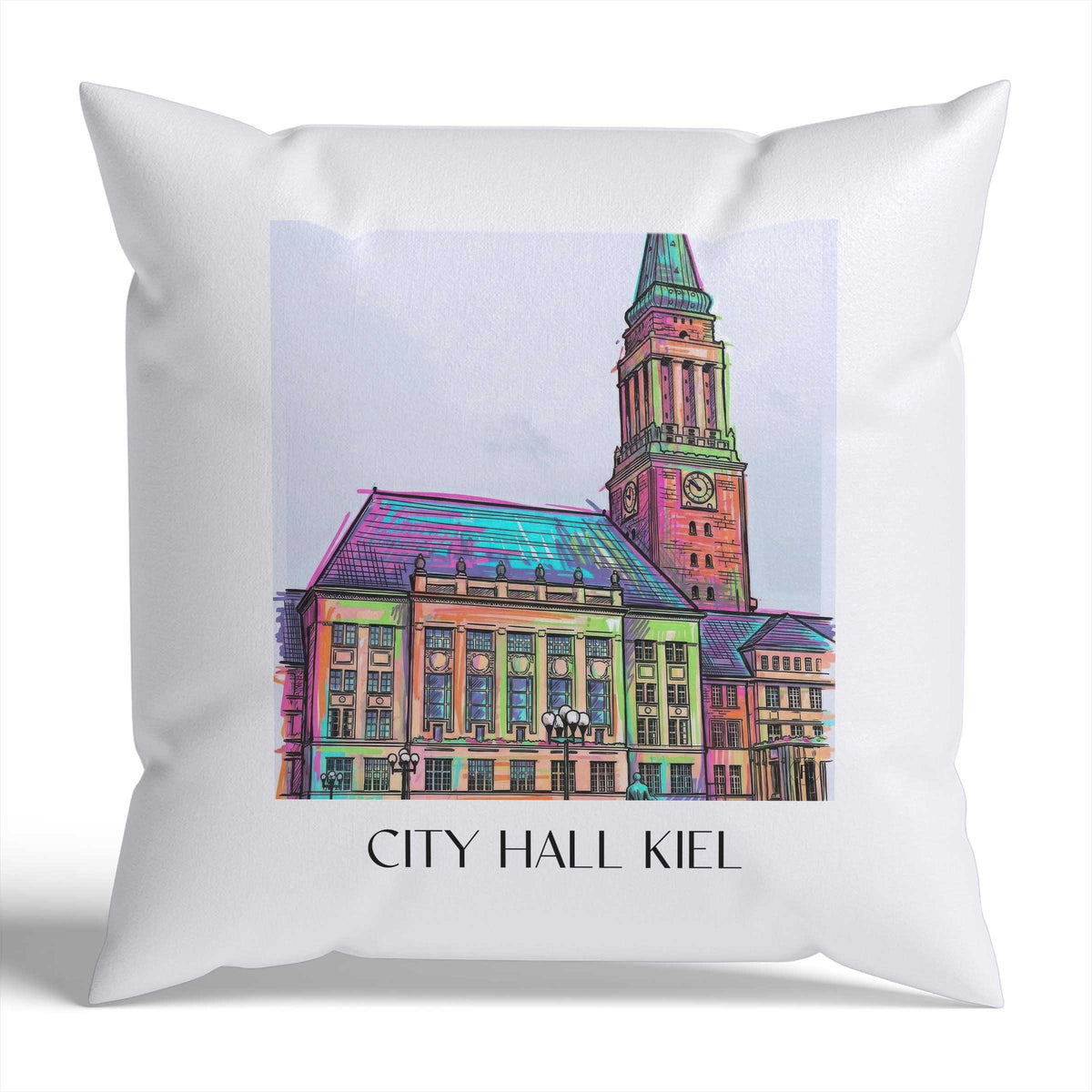 Rathaus Kissenhülle - Zierkissen Bezug - Kiel - Deutschland Kissen bzw. Kissenbezug im Tag Graffiti Stil - favplace