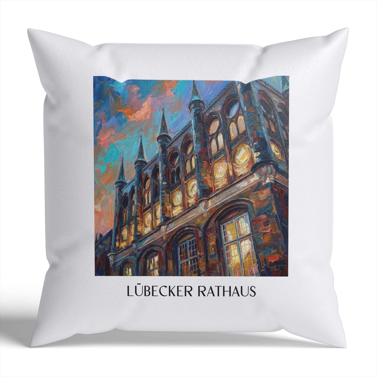 rathaus-lübeck-deutschland-kissenbezug-oil-painting-oelgemaelde