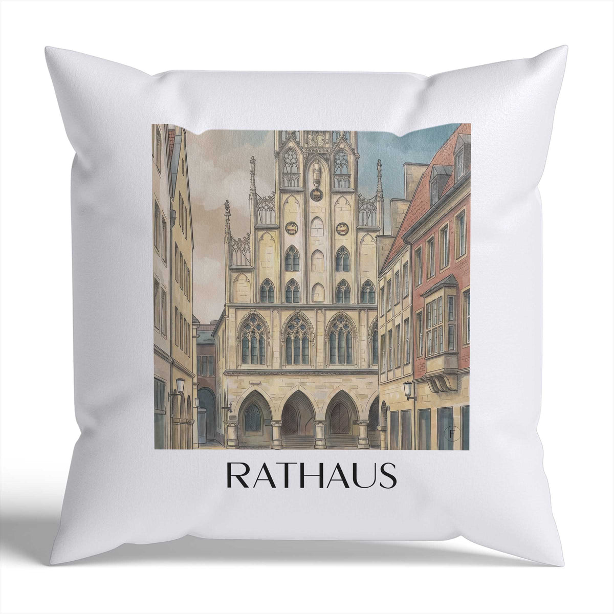 rathaus-münster-deutschland-kissenbezug-aquarell