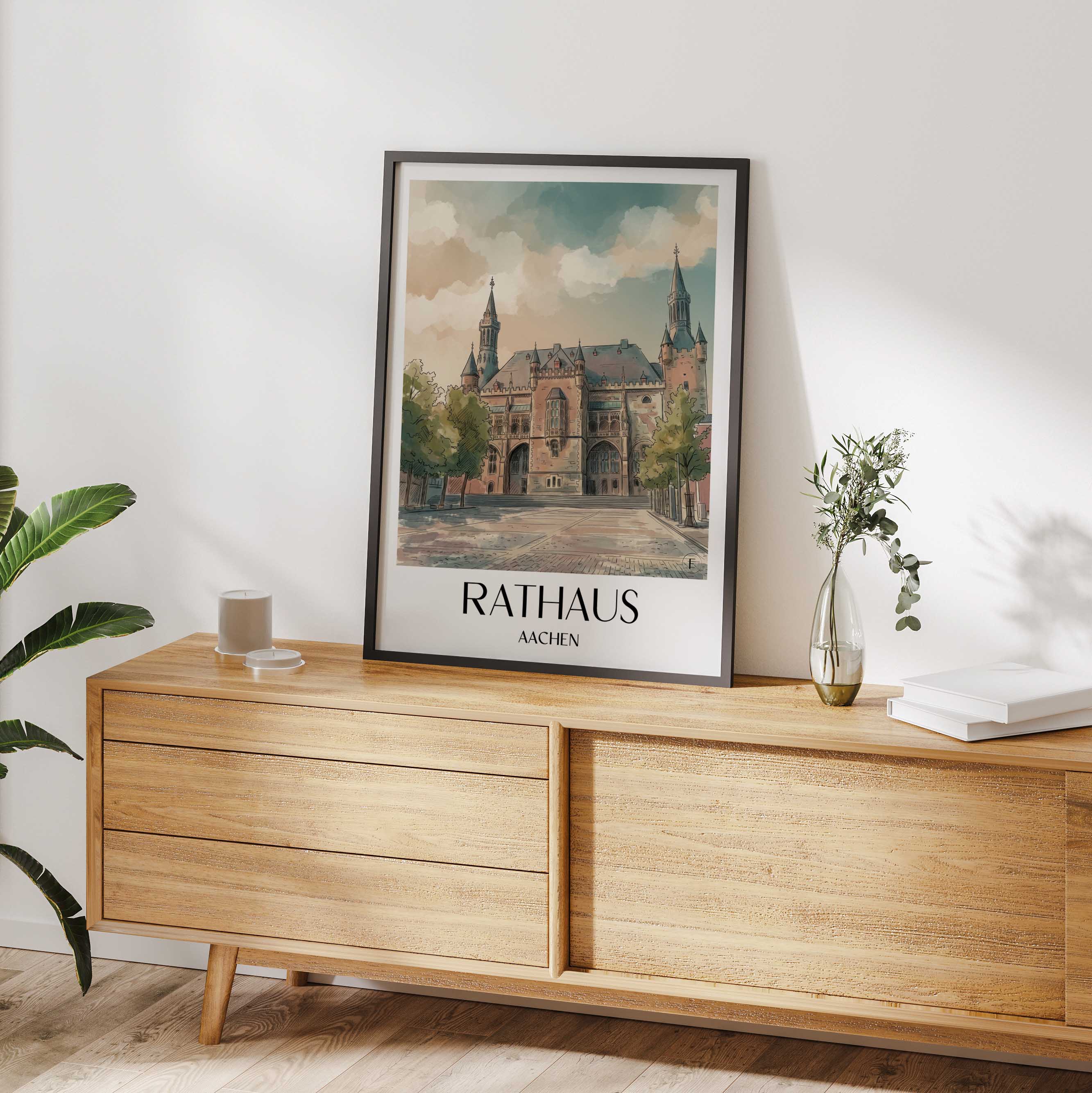 rathaus--aachen-deutschland-poster-aquarell
