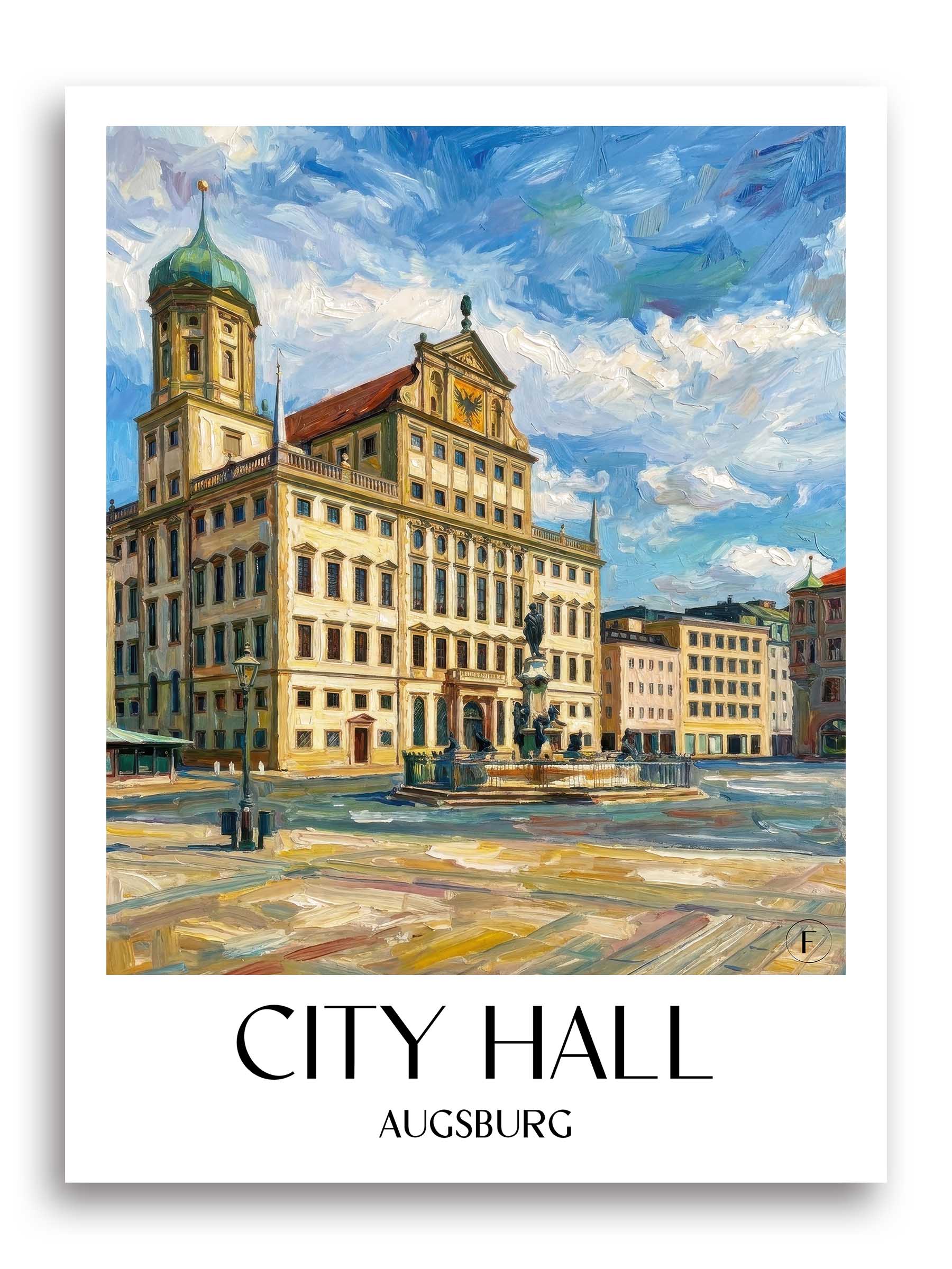 Rathaus Poster - Augsburg - Deutschland Kunstdruck - Ölgemälde von A4 bis A1 - favplace