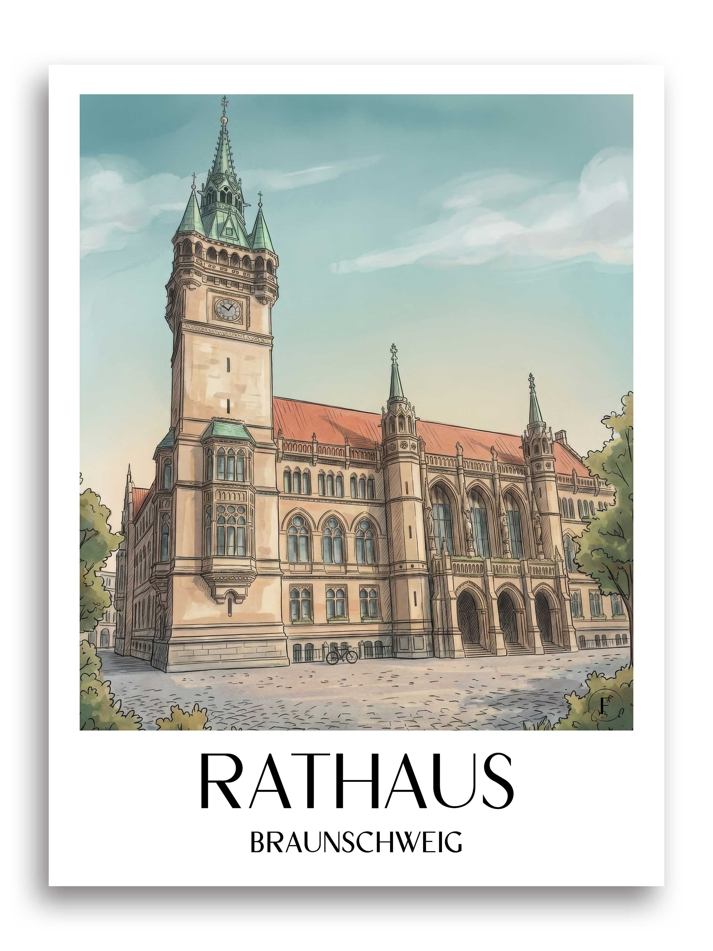 rathaus-braunschweig-deutschland-poster-aquarell