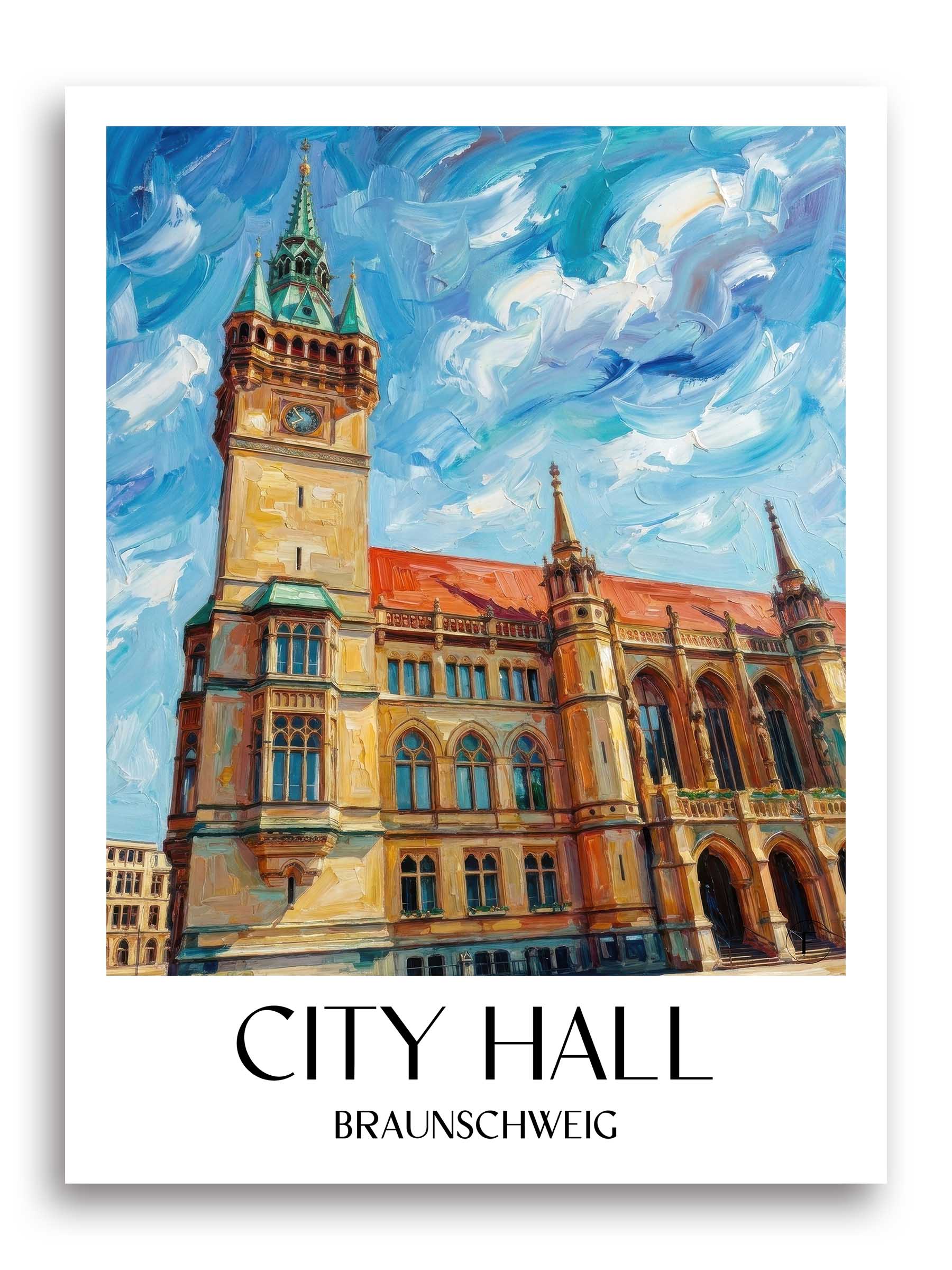 Rathaus Poster - Braunschweig - Deutschland Kunstdruck - Ölgemälde von A4 bis A1 - favplace