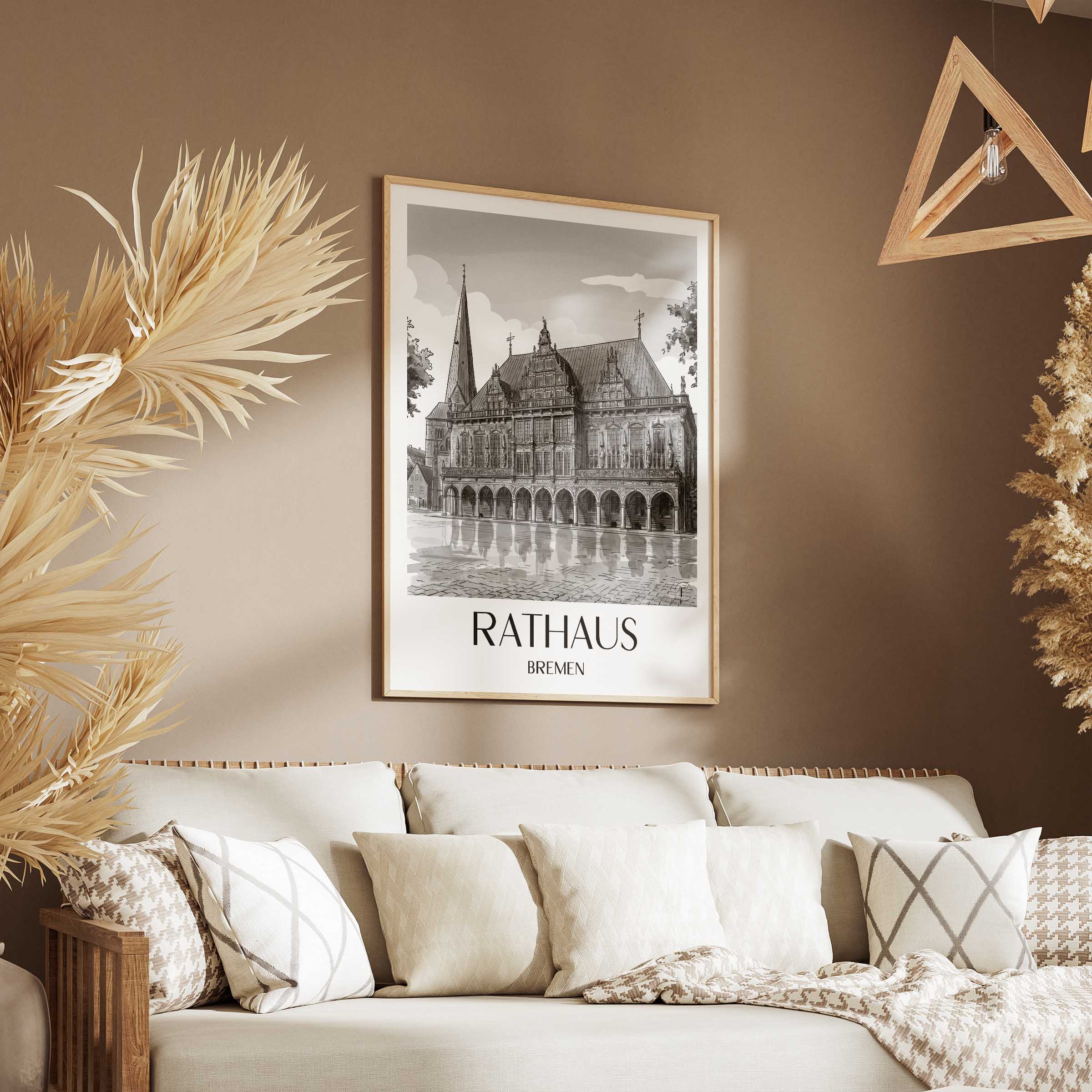 rathaus-bremen-deutschland-poster-aquarell-schwarz-weiss